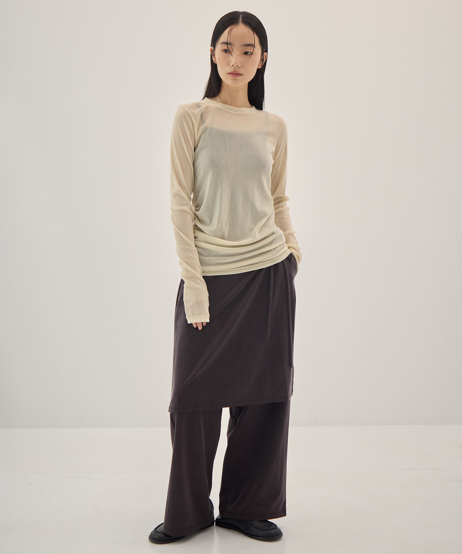 Sheer Velvet Flocked Tulle L/S Top PHEENY
