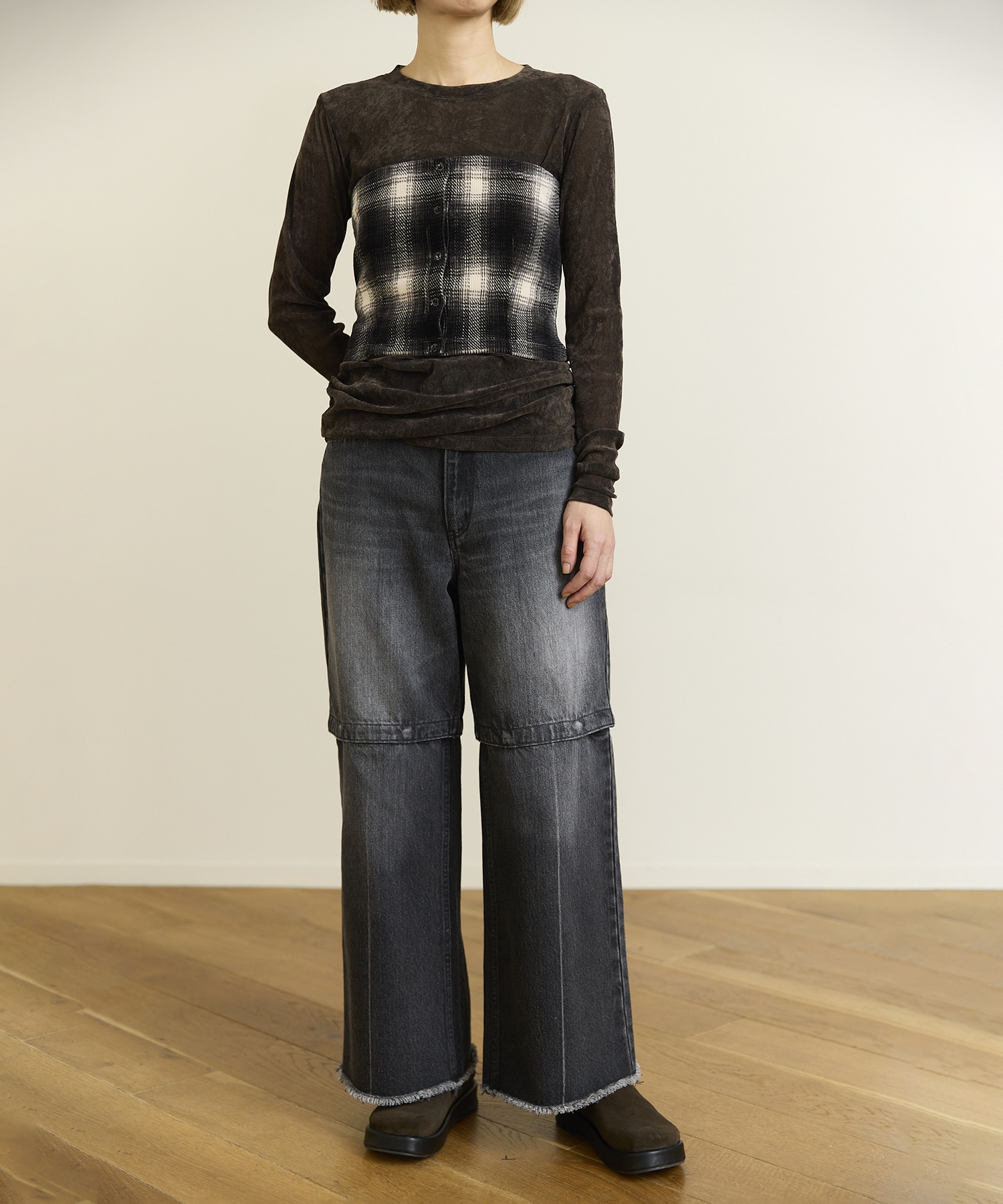 Ombre Check Stretch Corduroy Bustier PHEENY