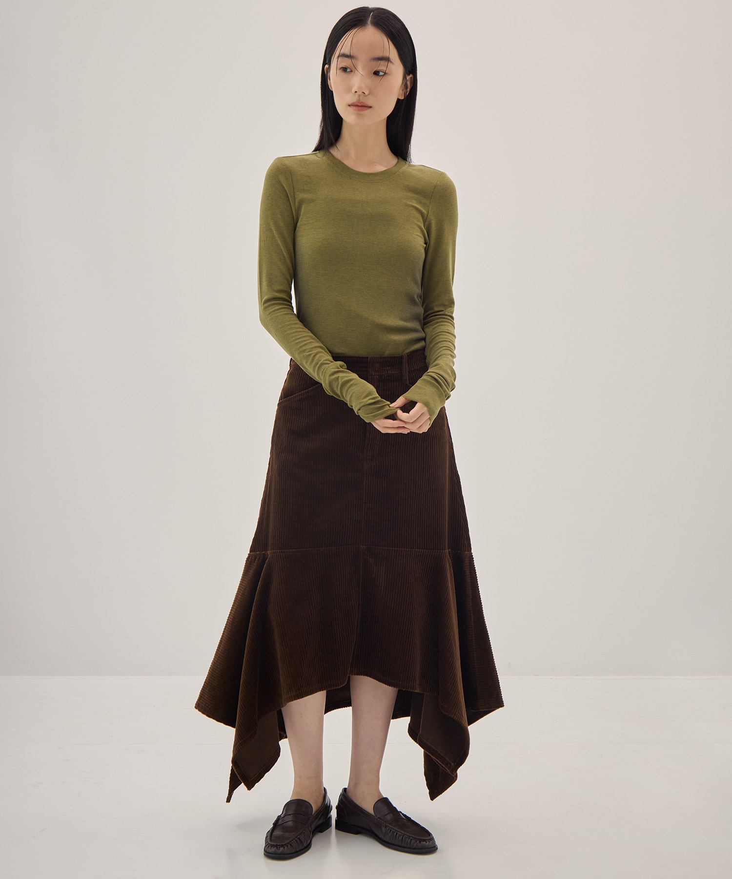 Corduroy panelled drape skirt 08sircus