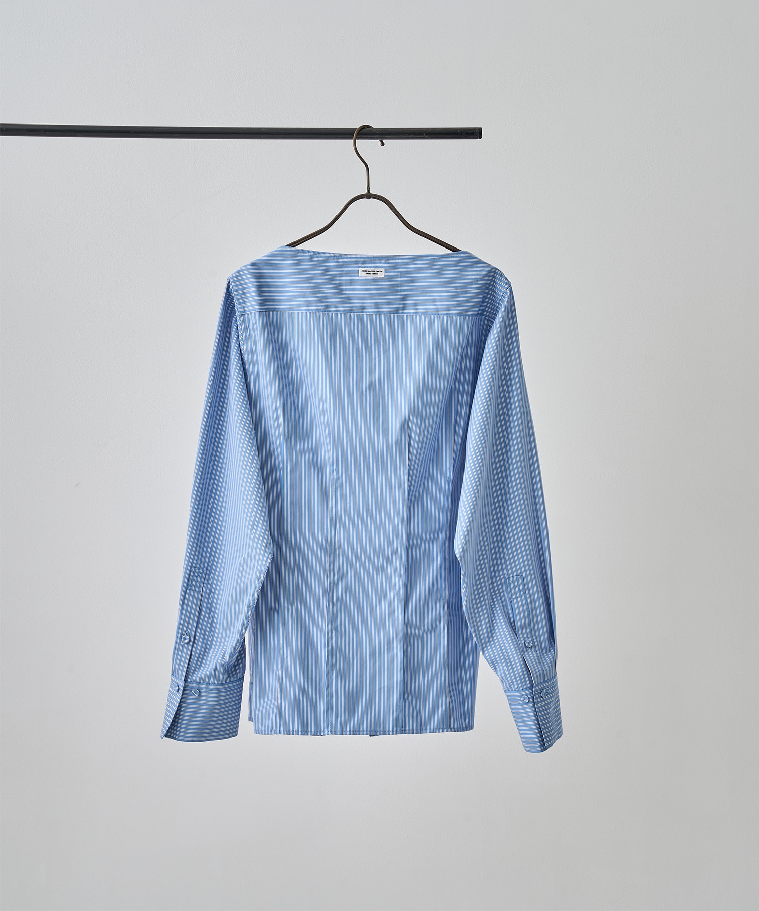 STRIPE WASHED COTTON BROAD BOATNECK SHAPE BLOUSE JANE SMITH