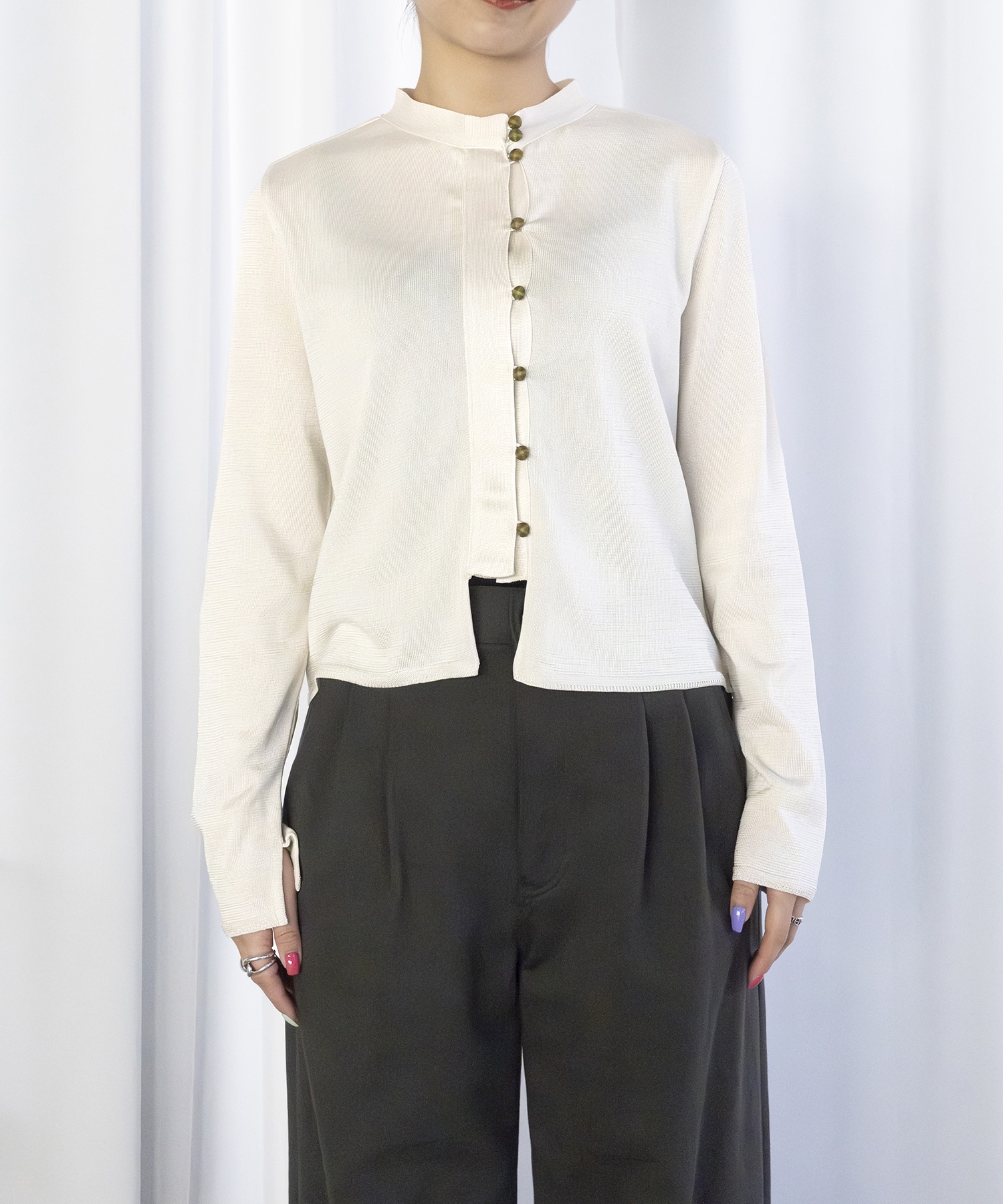 別注MULTI BUTTON KINT BLOUSE TAN