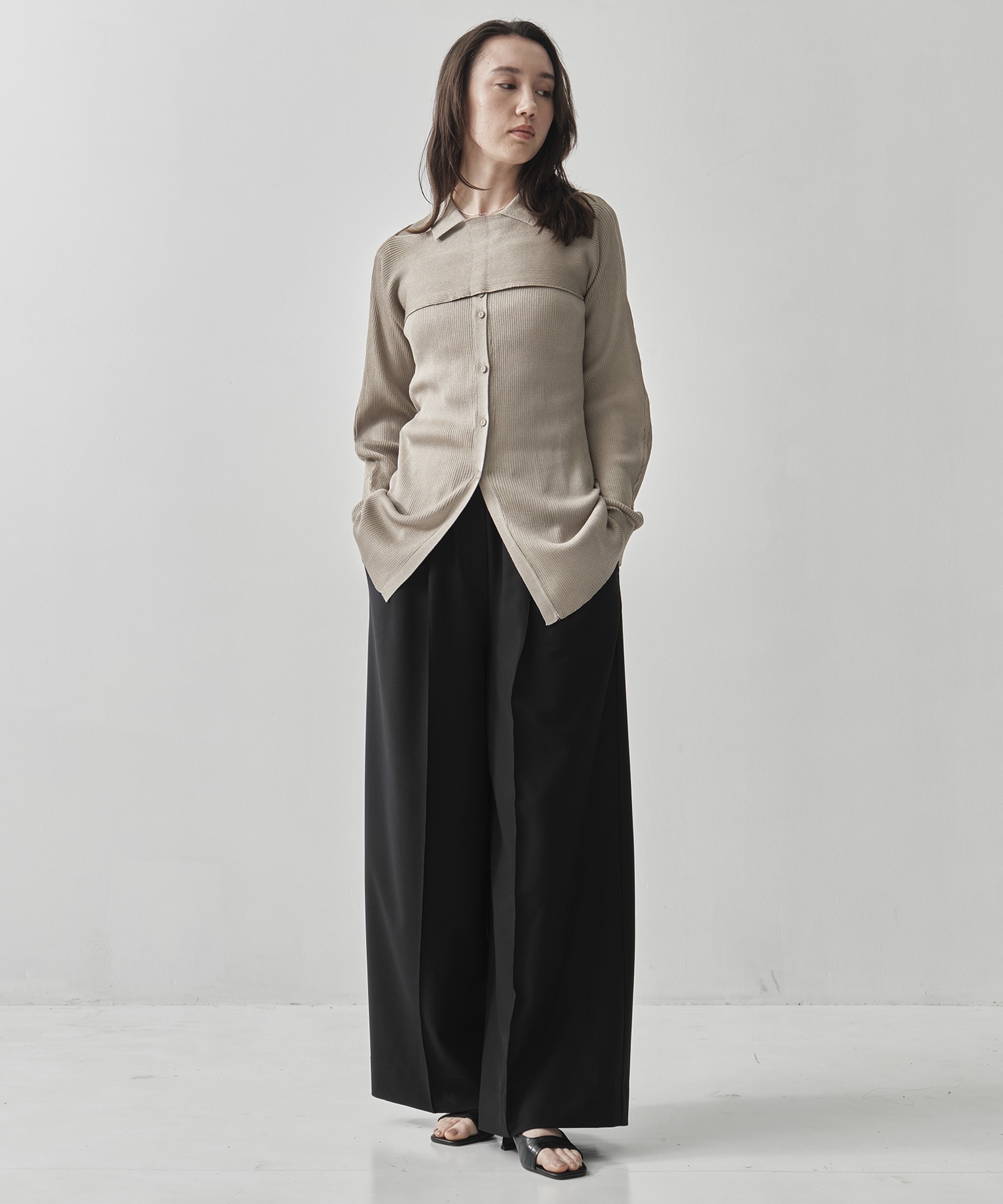 2-PIECE RIBBED CARDIGAN TAN