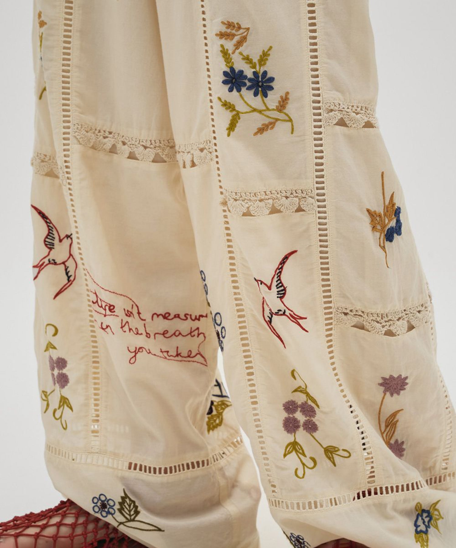 Embroidery Patchwork Trousers TODAYFUL