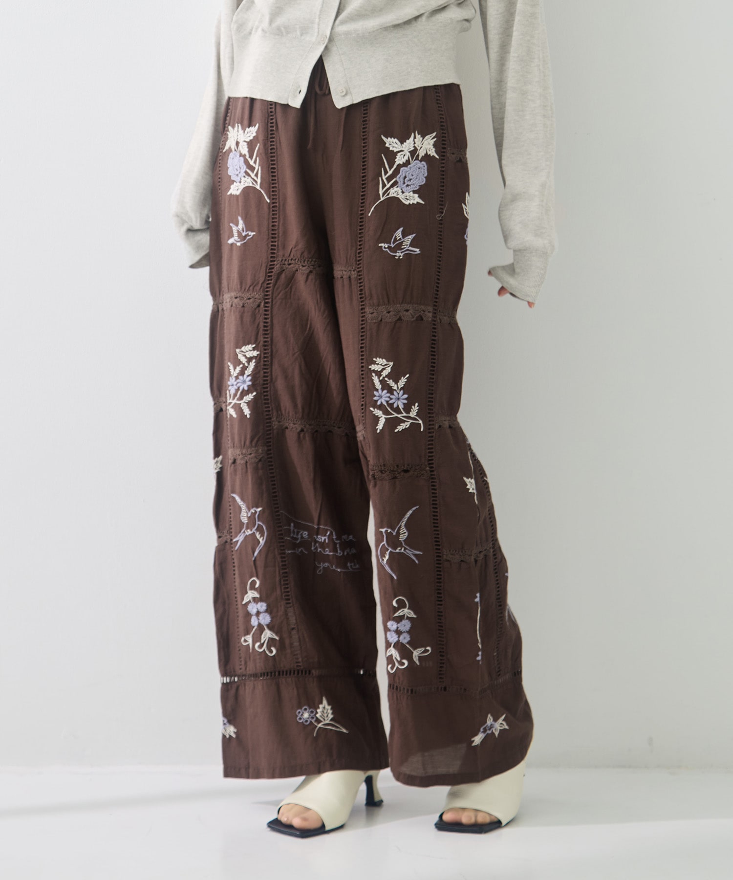 Embroidery Patchwork Trousers TODAYFUL