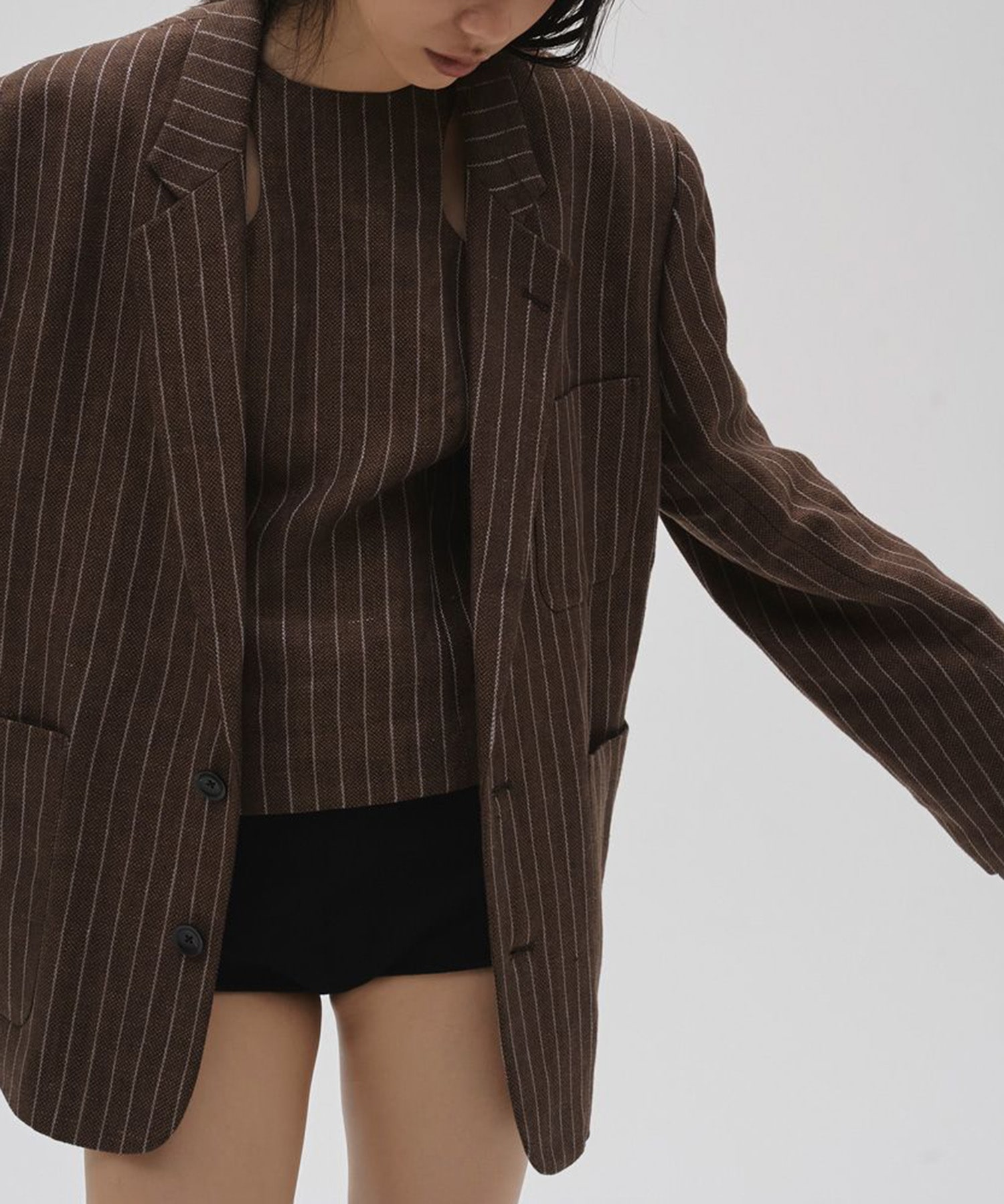 Boyfriend Stripe Linen Jacket TODAYFUL