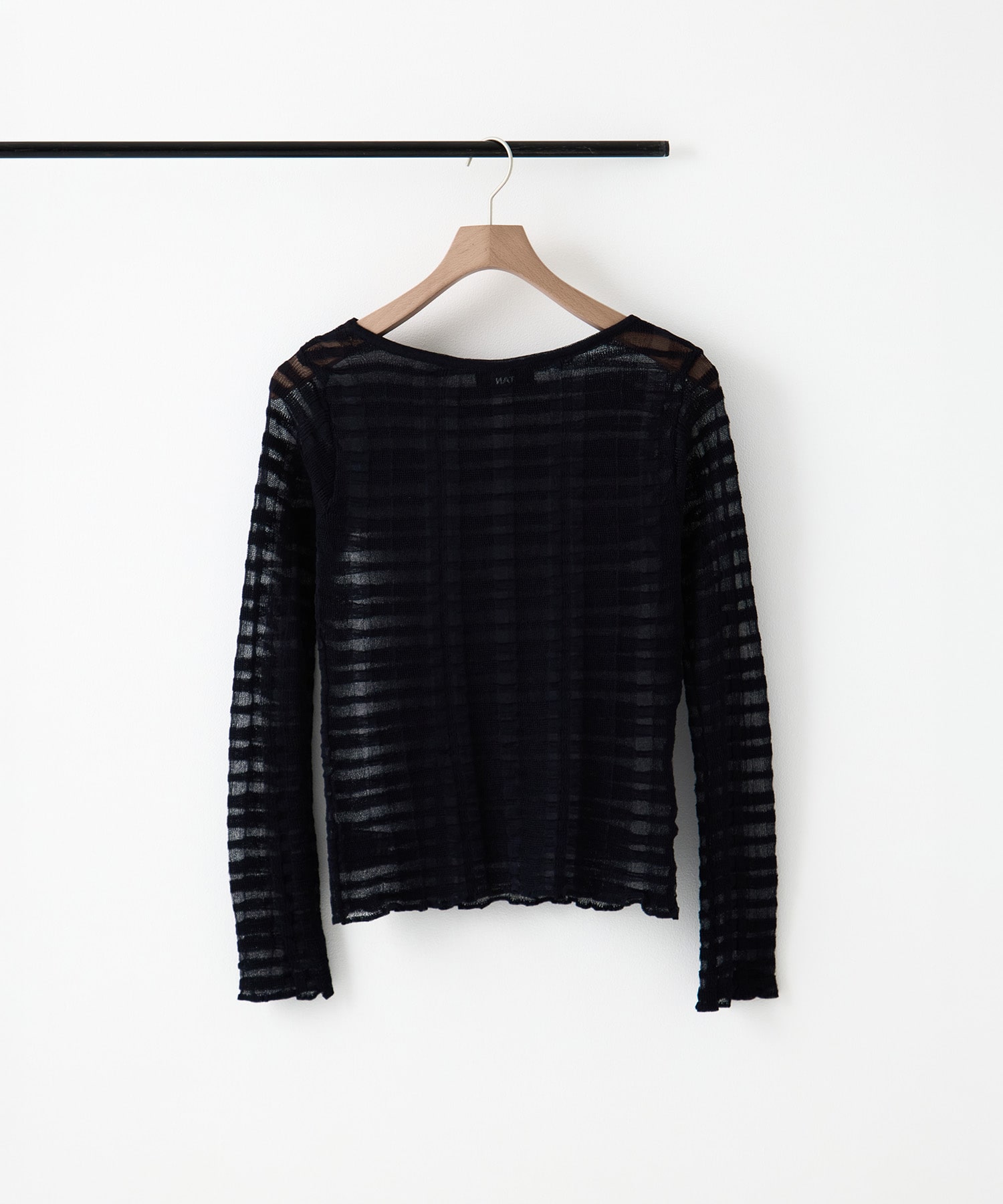 FLOWING CHECKED KNIT PULLOVER TAN