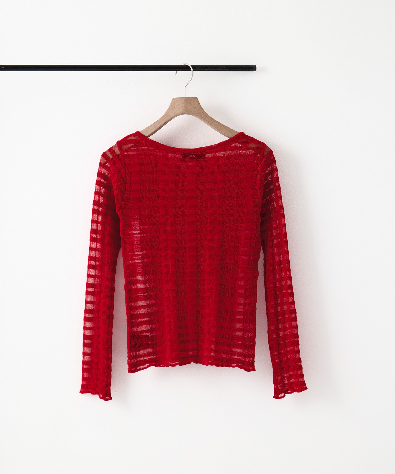 FLOWING CHECKED KNIT PULLOVER TAN