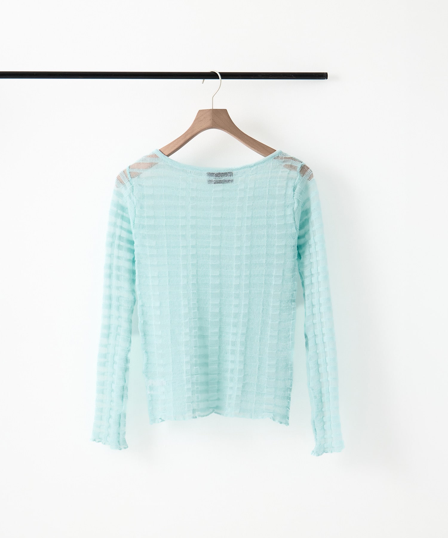 FLOWING CHECKED KNIT PULLOVER TAN