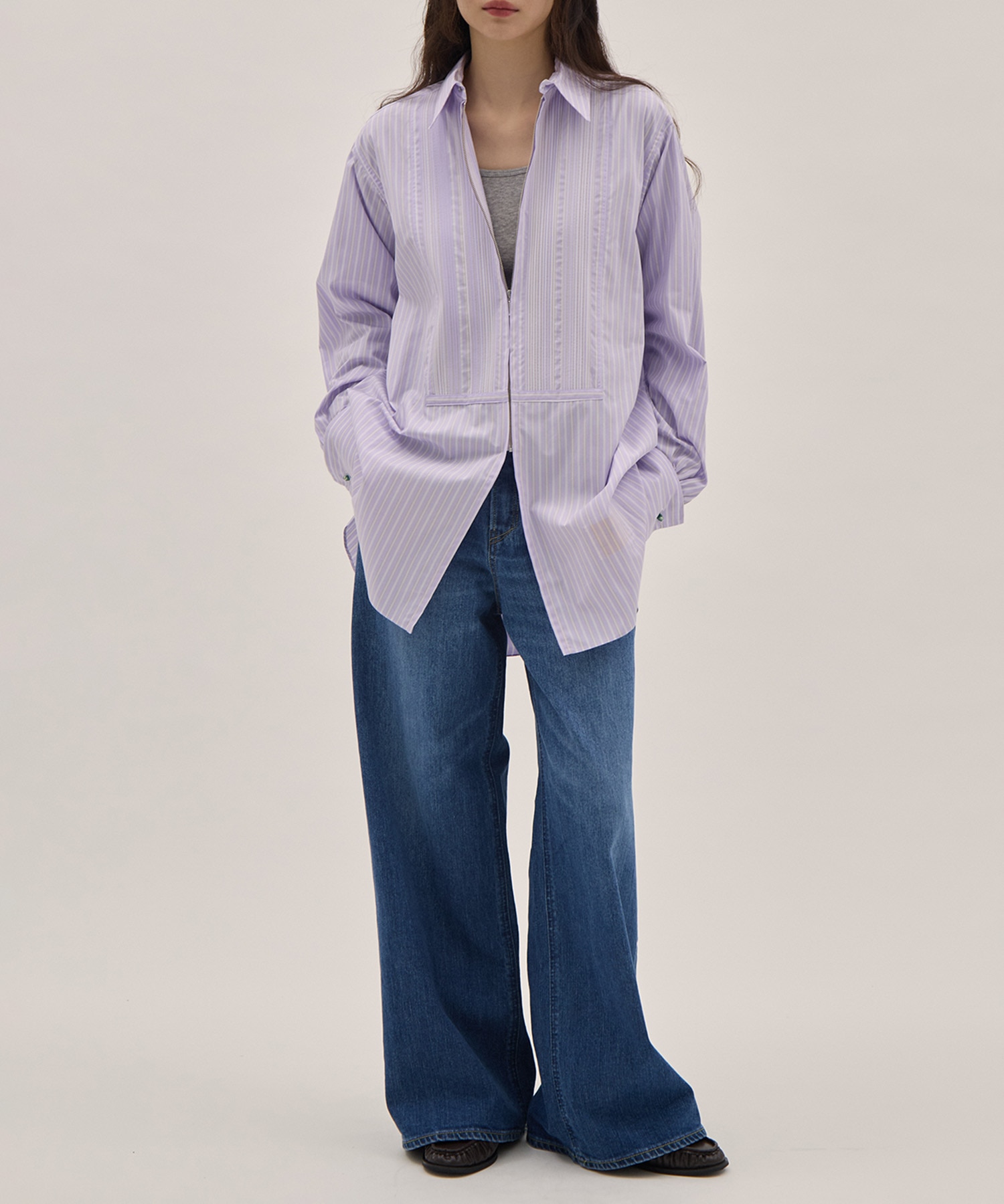 Pintuck FrontZip Shirt PONTI