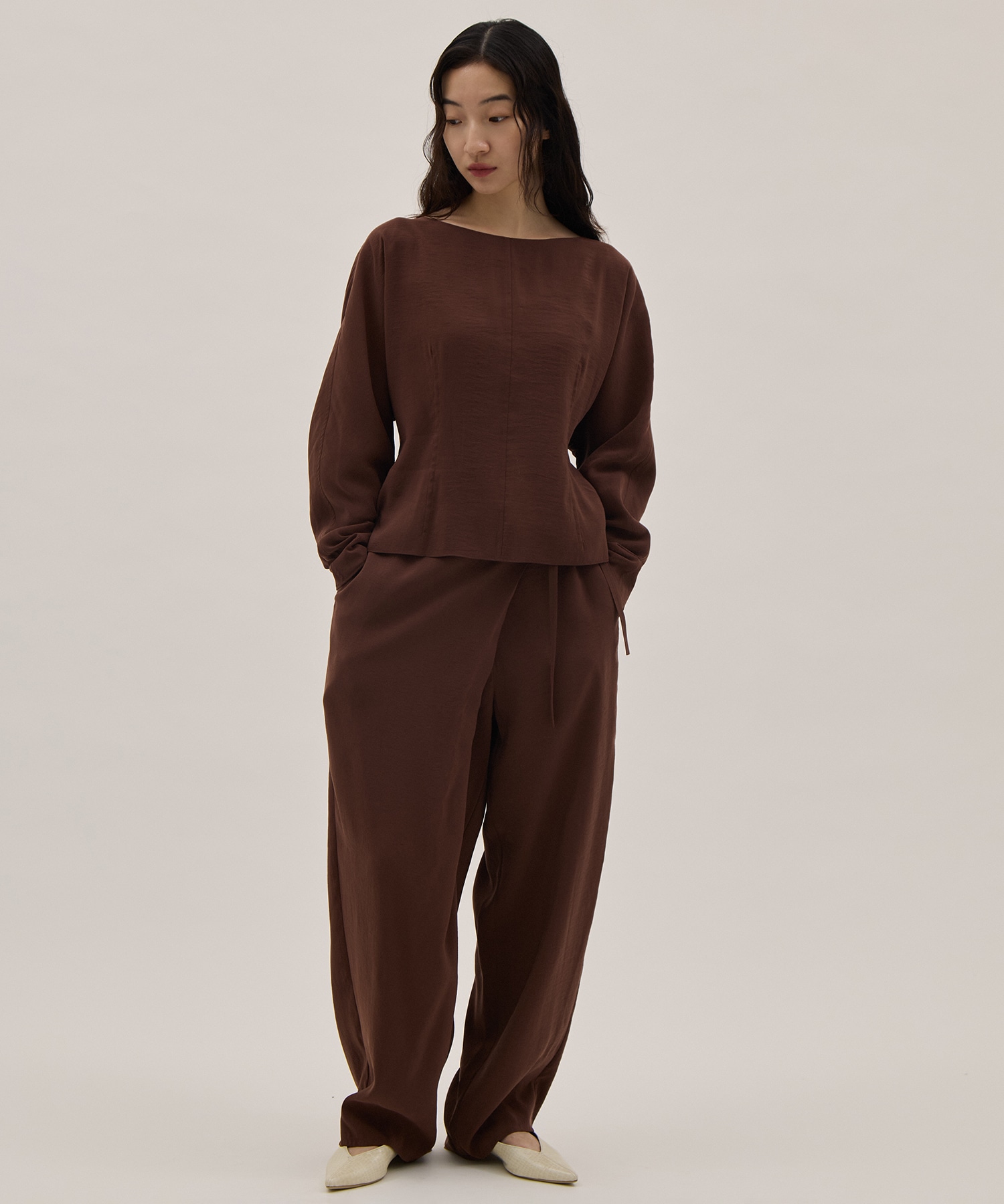 RAYON-POLYESTER BROAD TROUSERS YLEVE