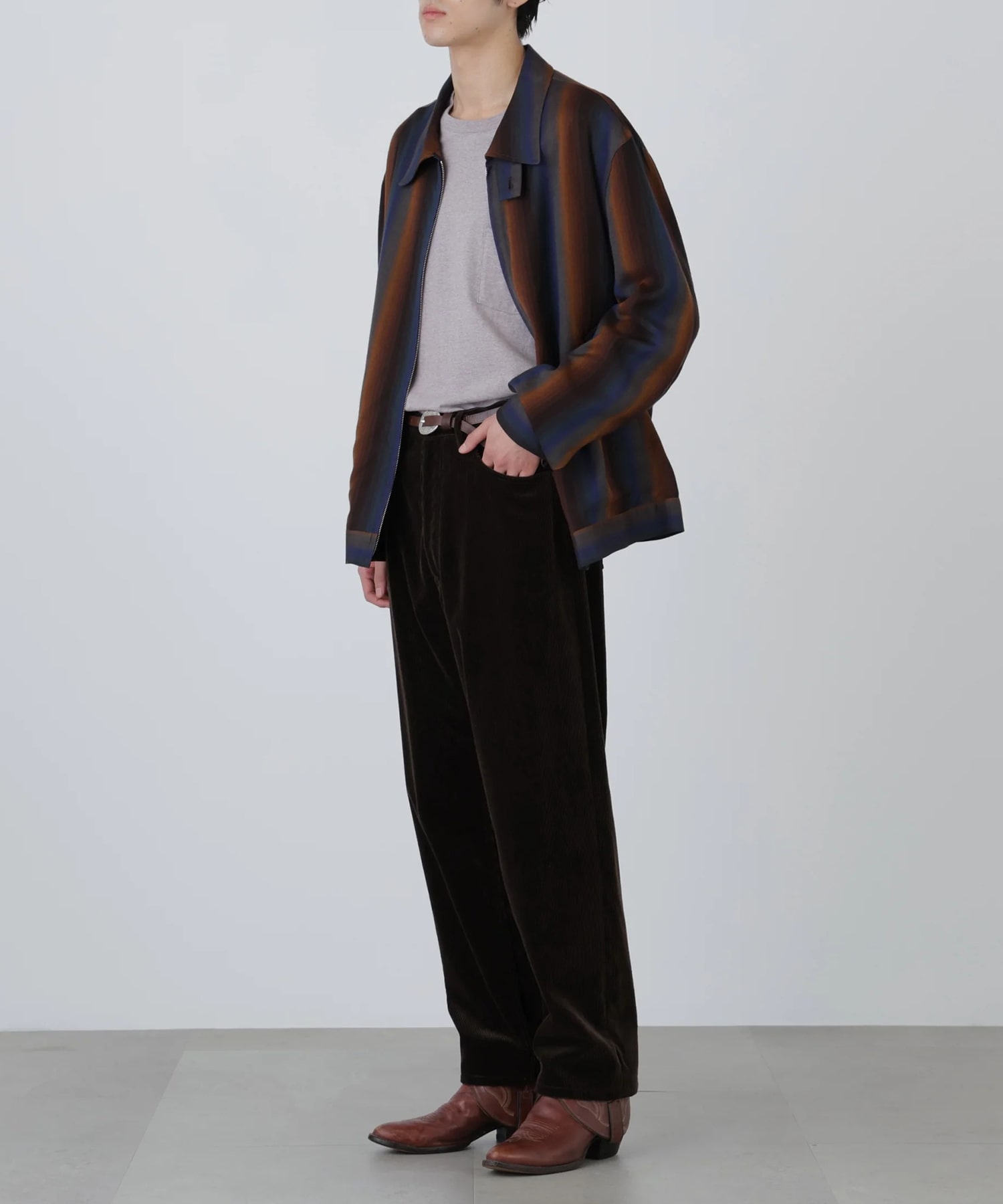 DRIZZLER JACKET -Wool Rayon Gradetion stripe- SEVEN BY SEVEN