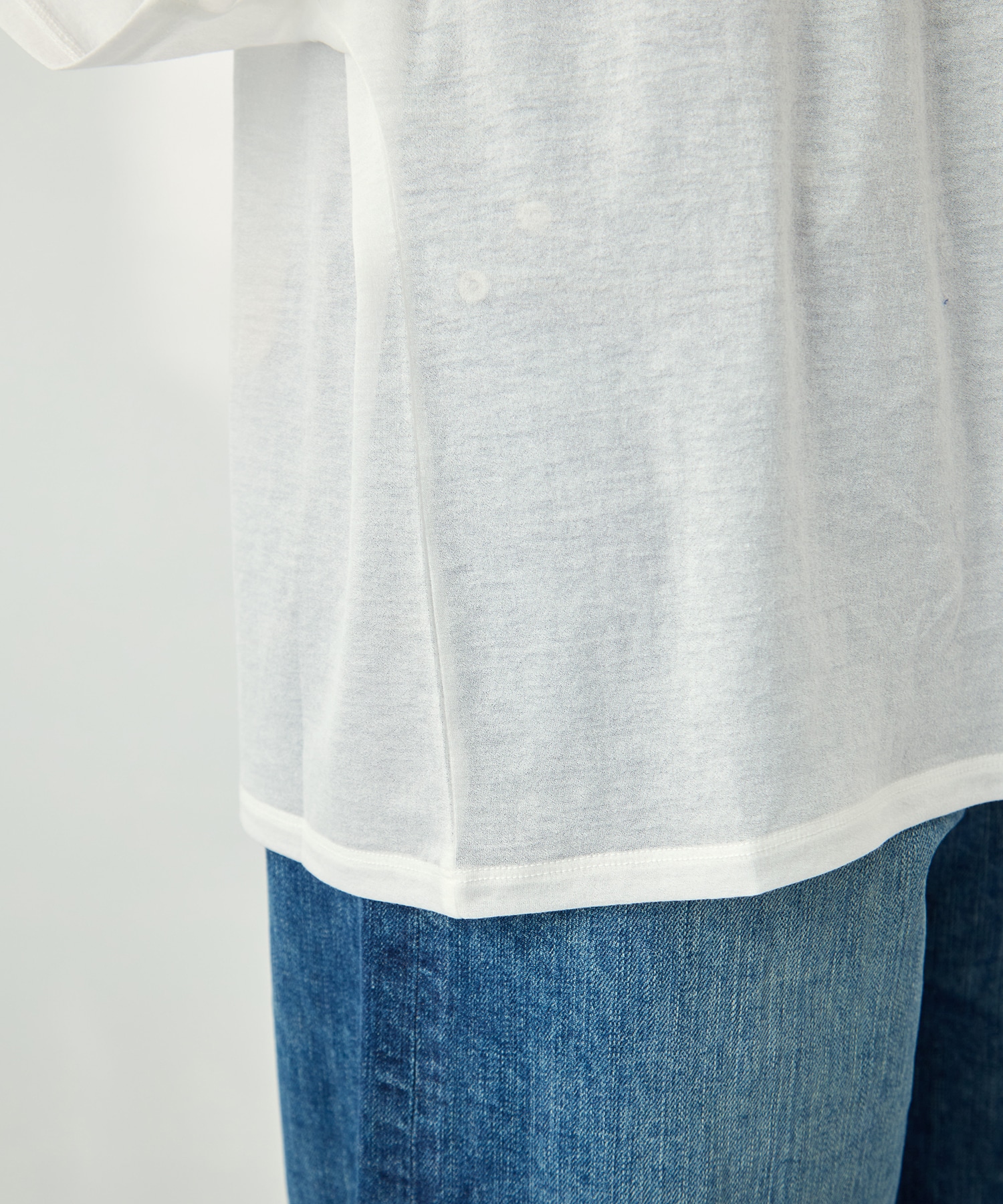 Sheer Jersey Gathered Shoulder Top PHEENY