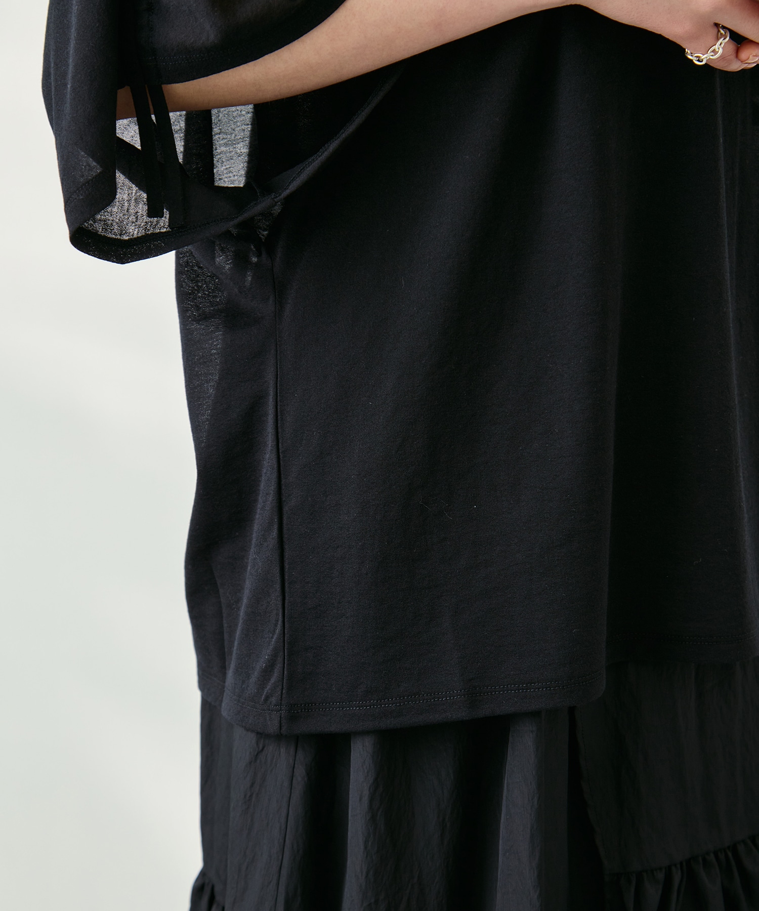 Sheer Jersey Gathered Shoulder Top PHEENY