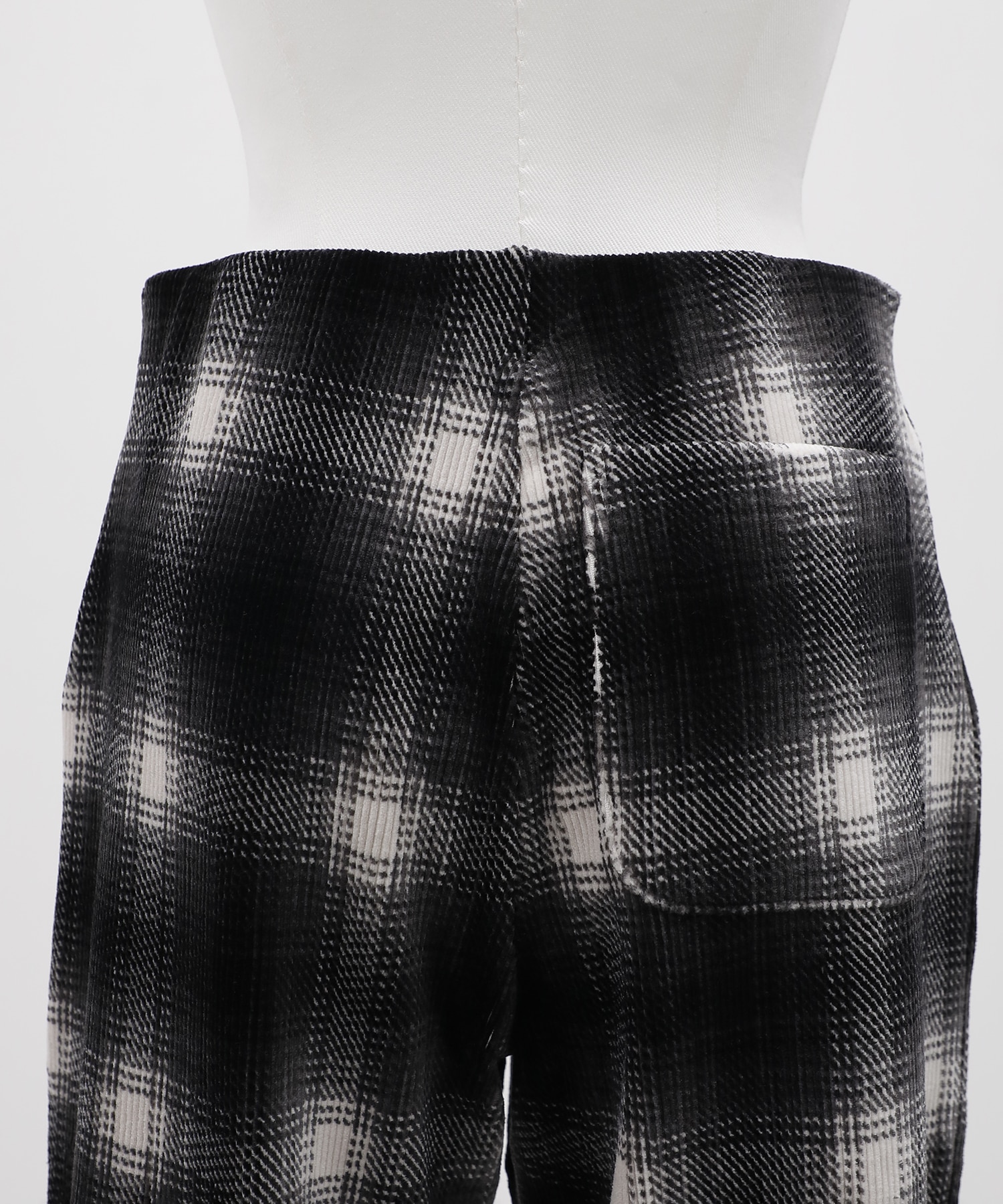 Ombre Check Stretch Corduroy Wide Pants PHEENY