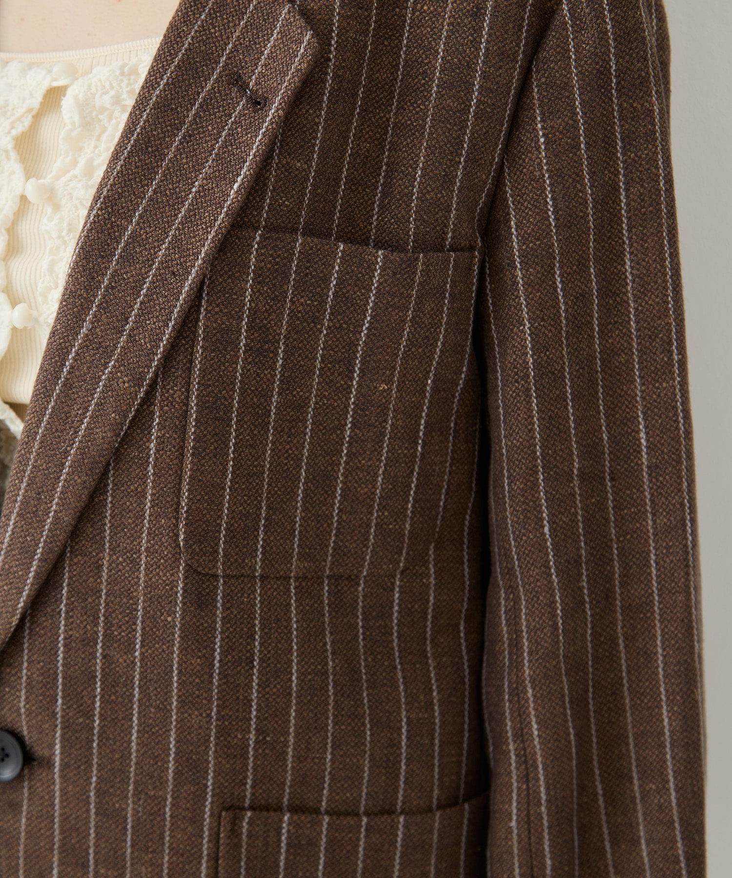 Boyfriend Stripe Linen Jacket TODAYFUL