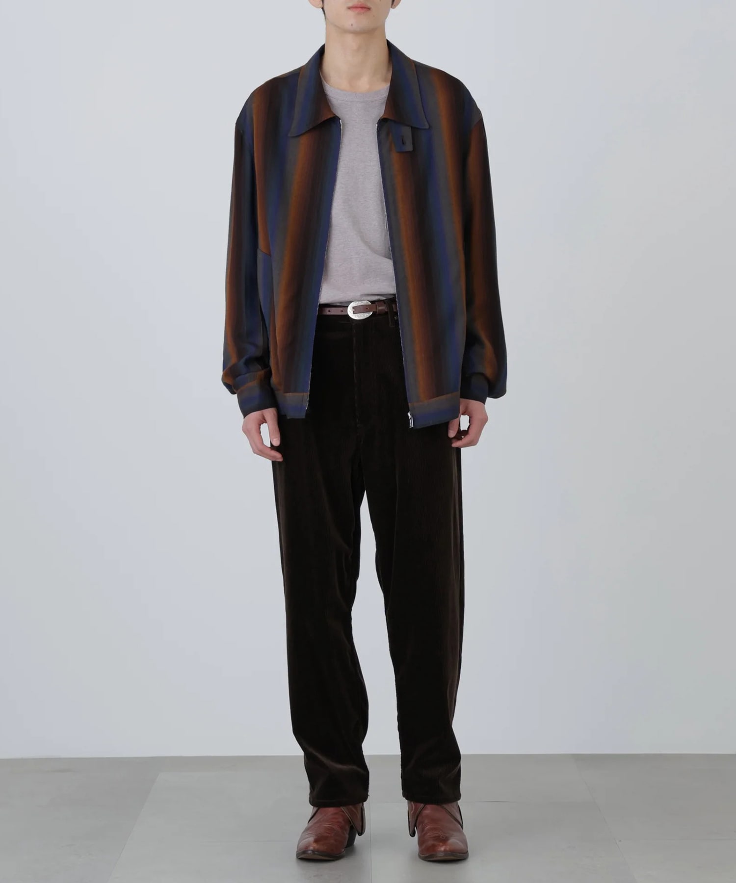 DRIZZLER JACKET -Wool Rayon Gradetion stripe- SEVEN BY SEVEN