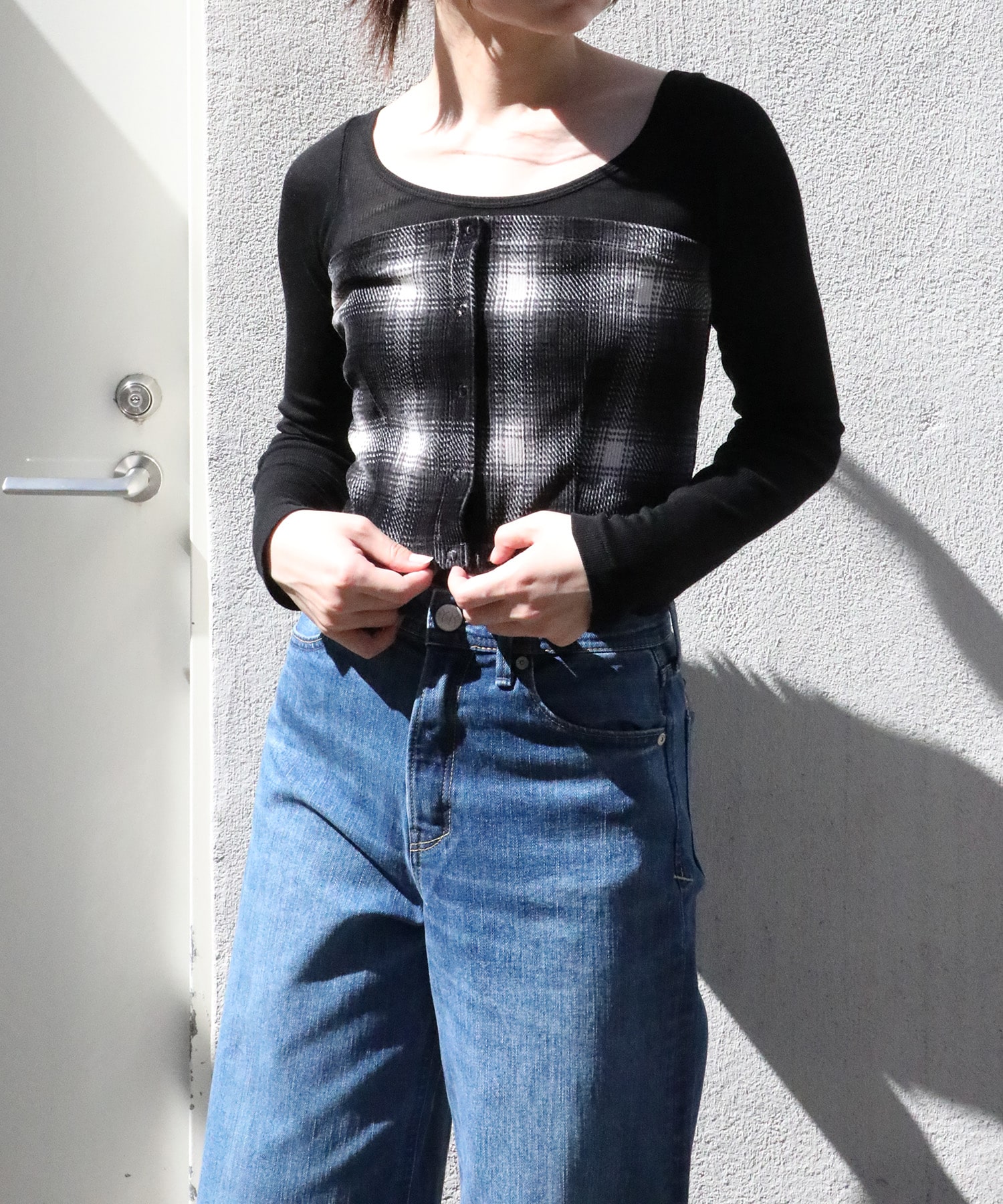 Ombre Check Stretch Corduroy Bustier PHEENY