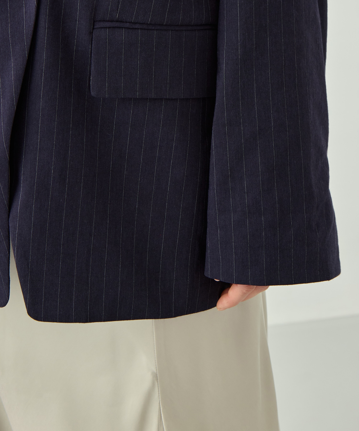 コットンリネンノーカラージャケット KEY TIMEZ