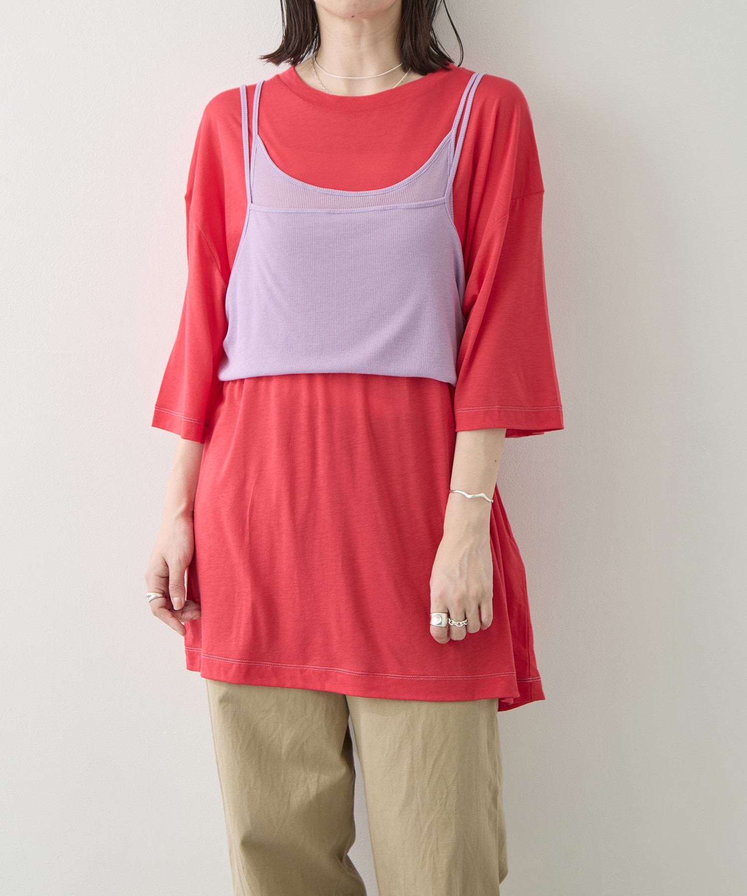 Camisole Top & Loose-fitting Tee - Unit Tops RhodolirioN
