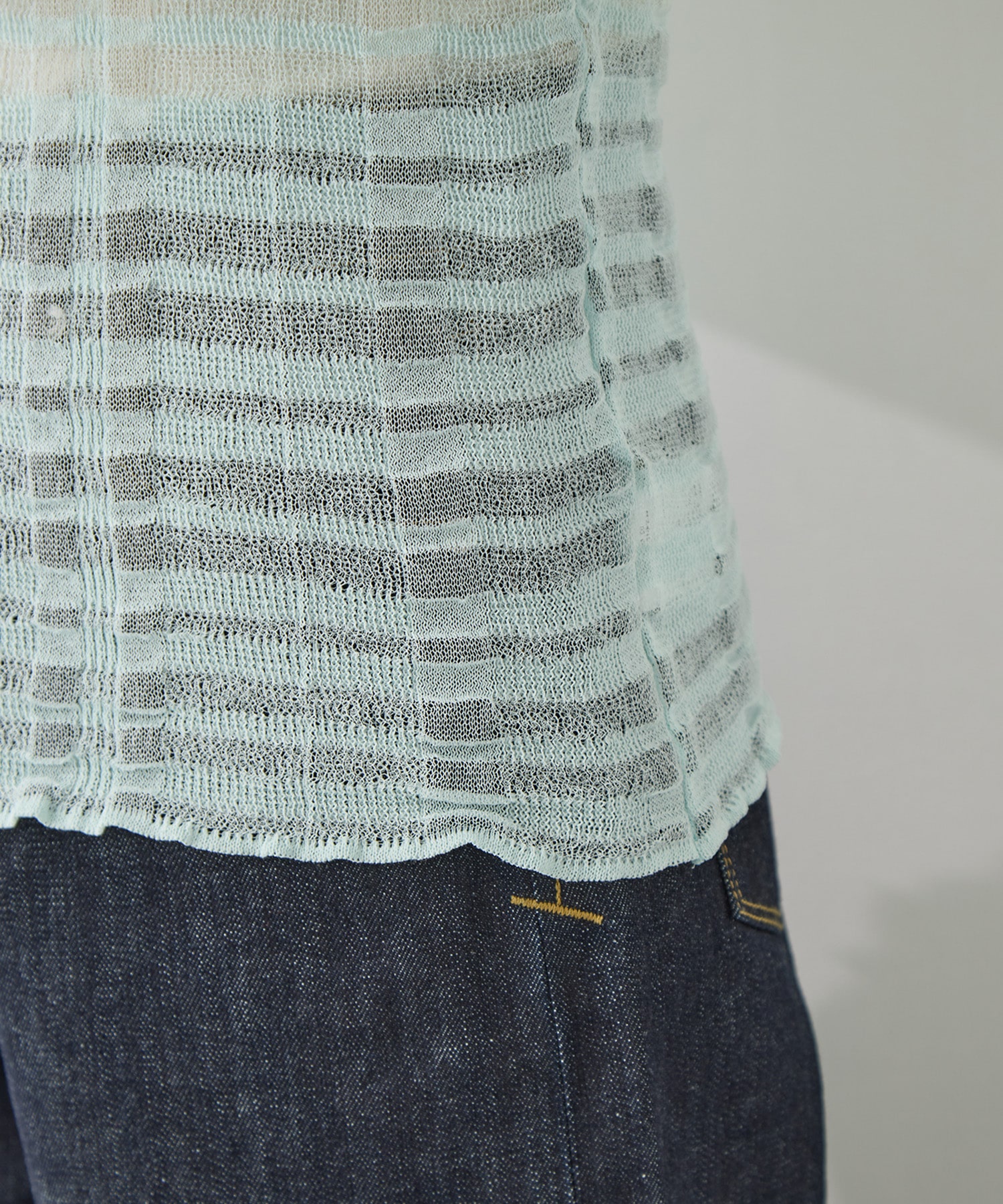 FLOWING CHECKED KNIT PULLOVER TAN