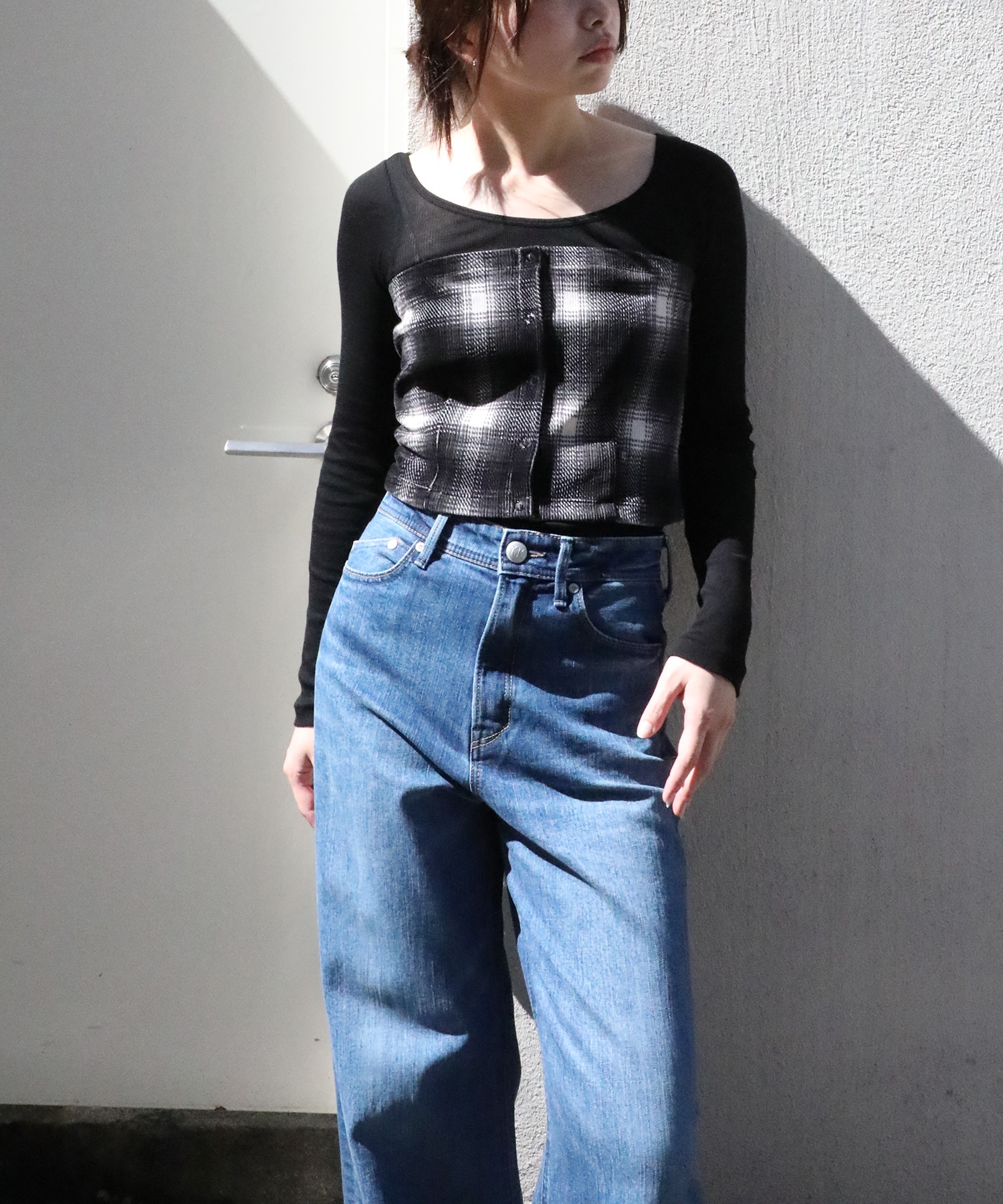 Ombre Check Stretch Corduroy Bustier PHEENY