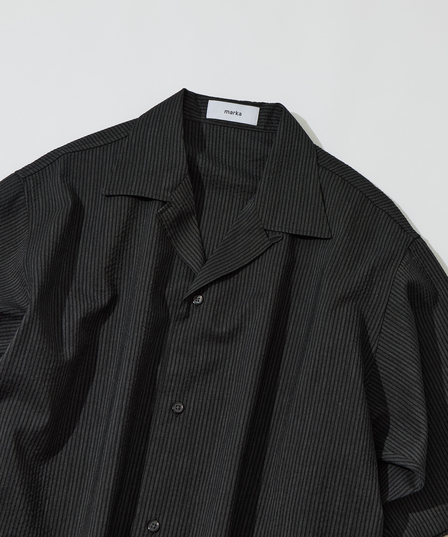 別注OPEN COLLAR S/S SHIRT WITH HEM TAB marka