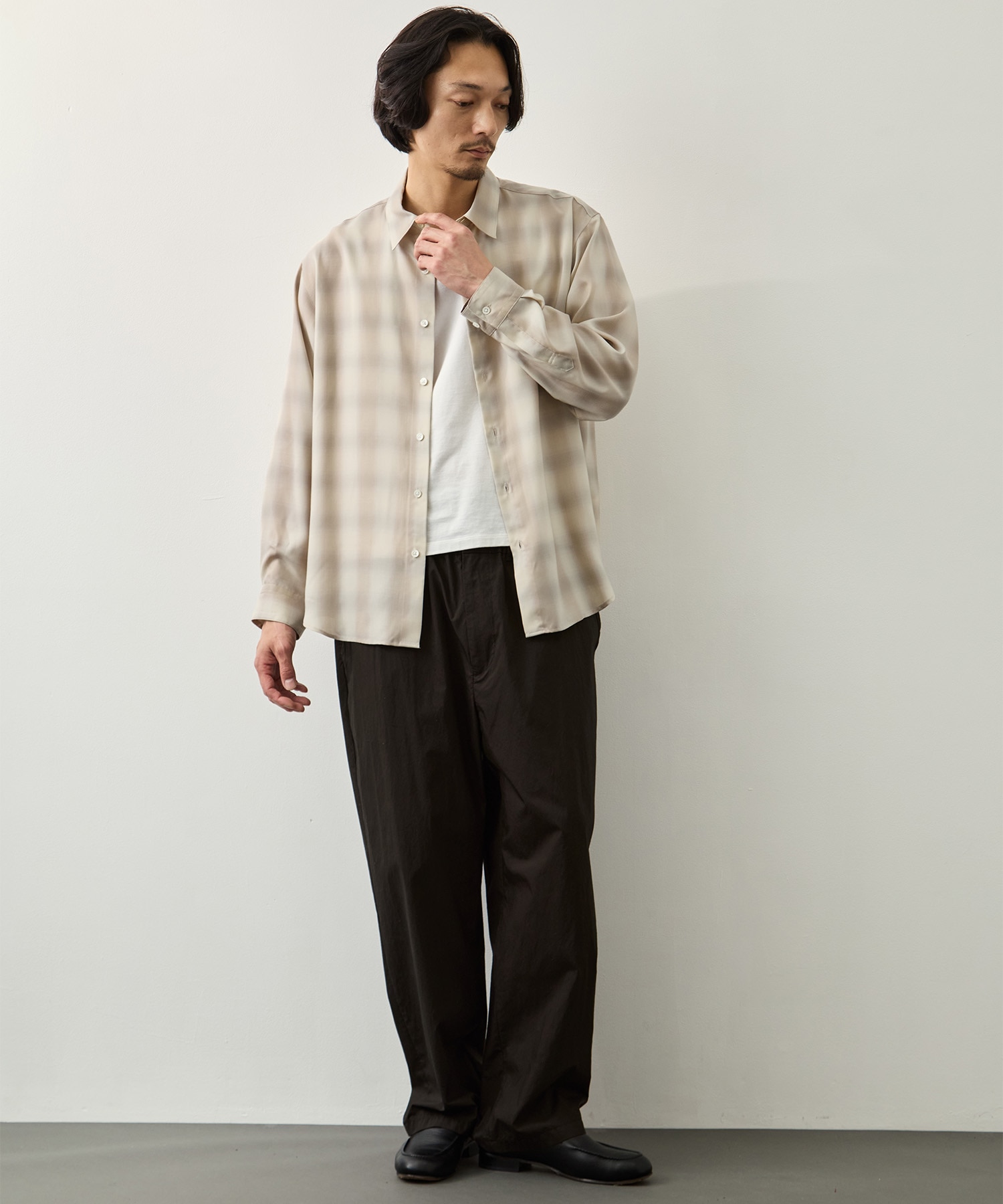 キュプラアムンゼンオンブレチェックシャツ KEY TIMEZ