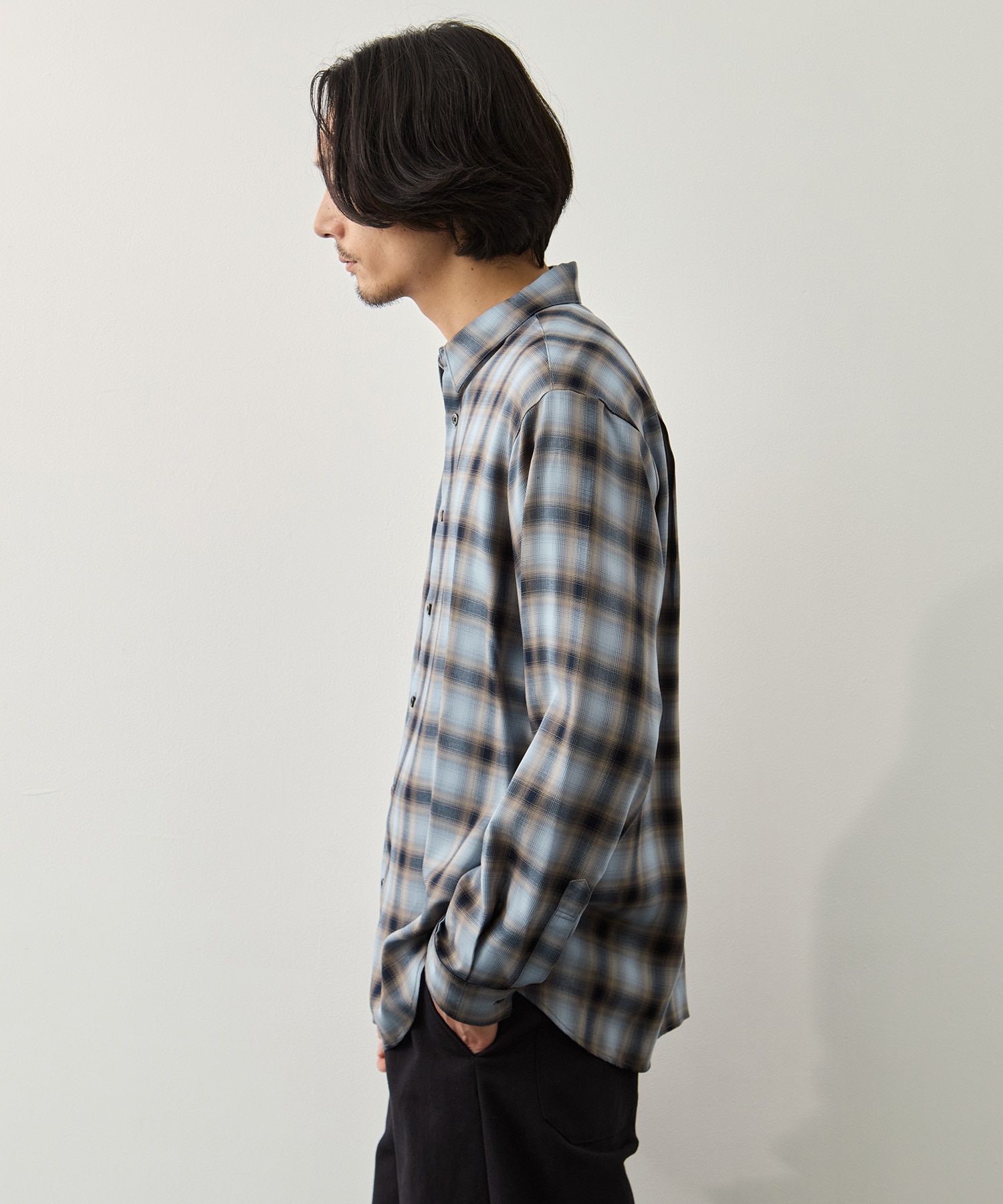 キュプラアムンゼンオンブレチェックシャツ KEY TIMEZ