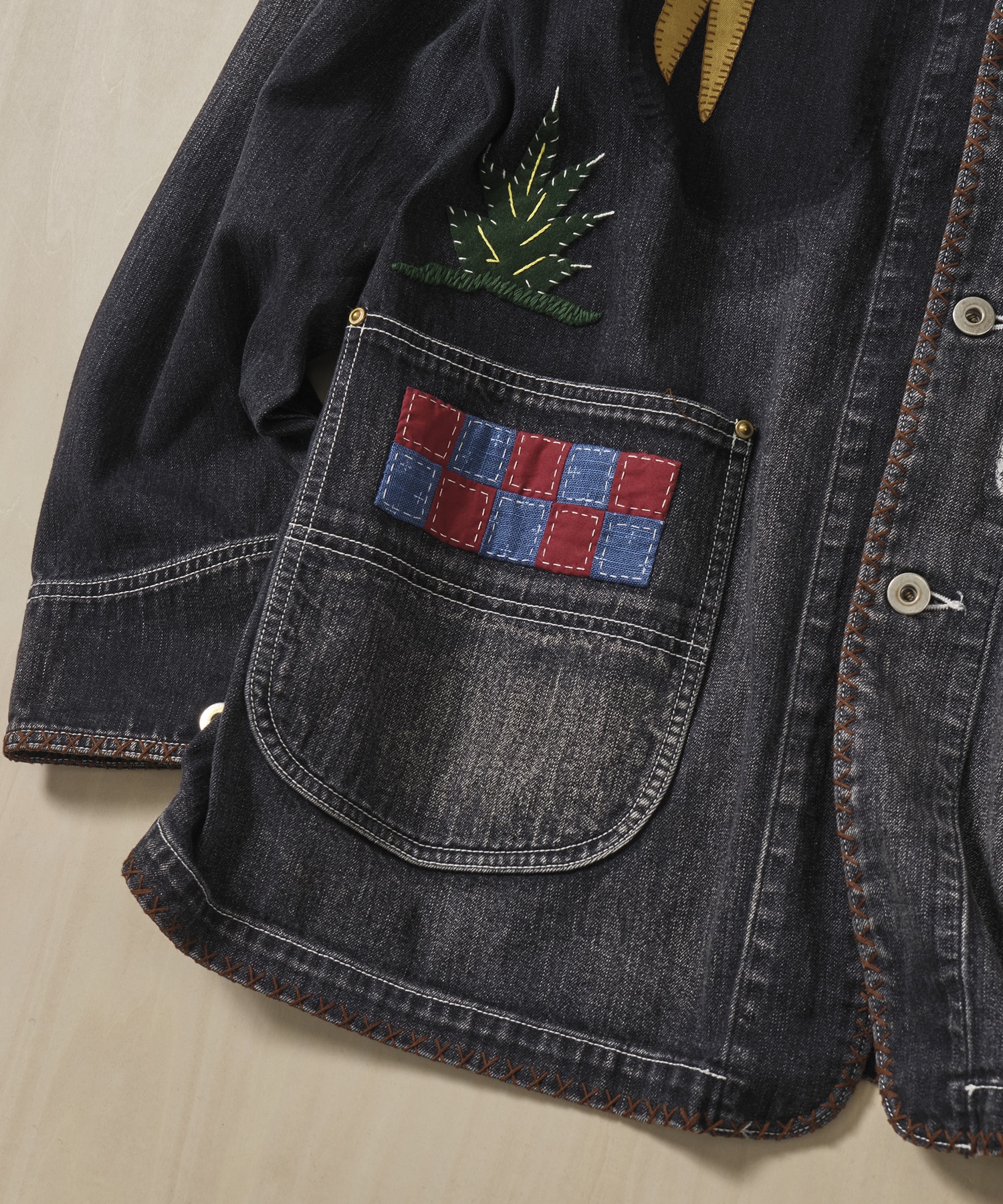 Hand-Embroidered Denim Coverall KHOKI