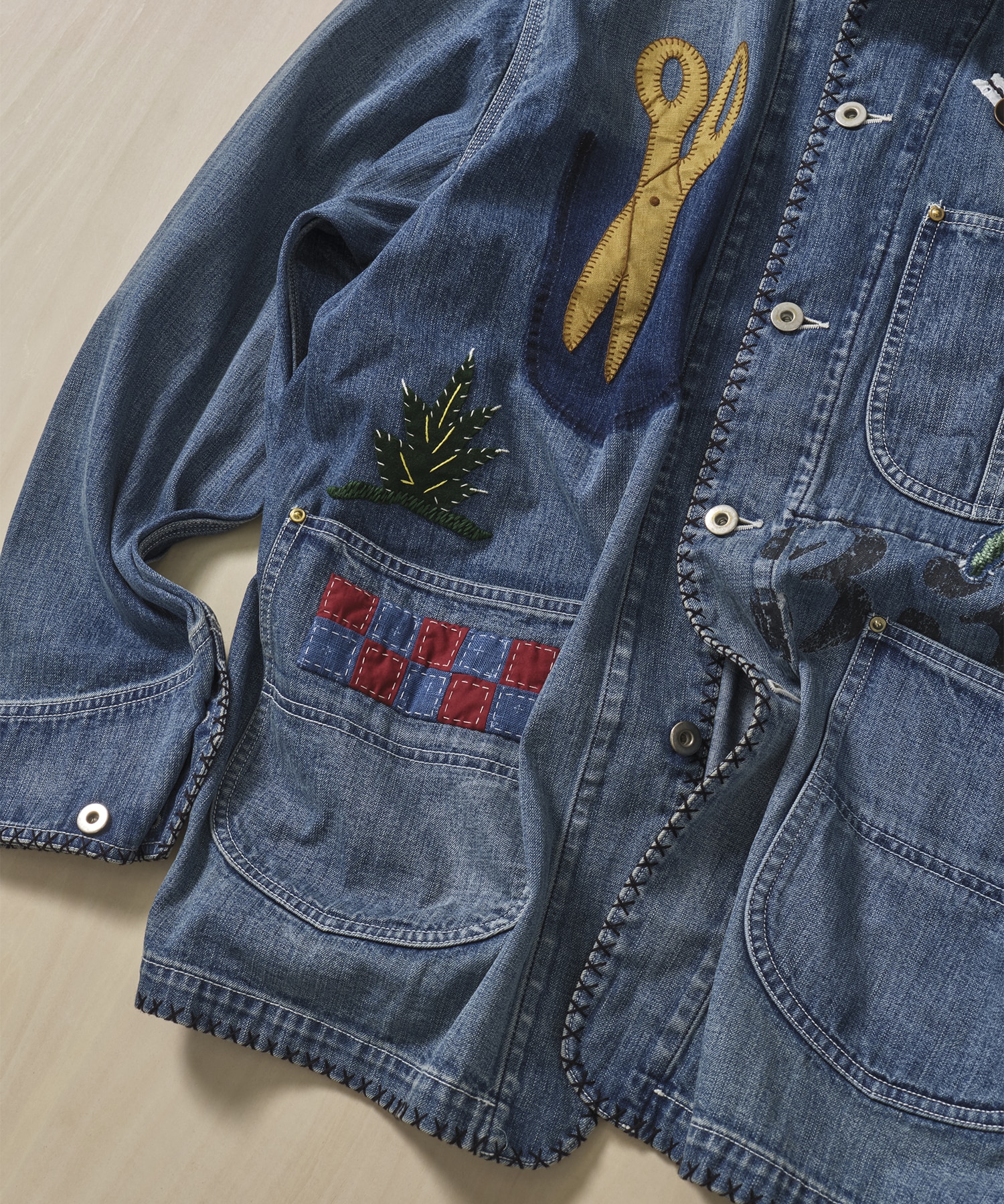 Hand-Embroidered Denim Coverall KHOKI