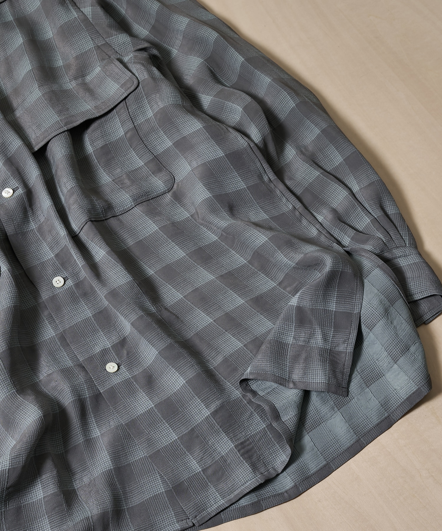 Jacqard Plaid Open Collar Shirt YOKE
