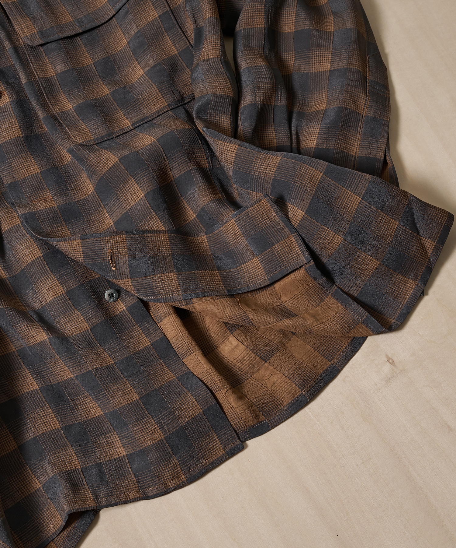 Jacqard Plaid Open Collar Shirt YOKE