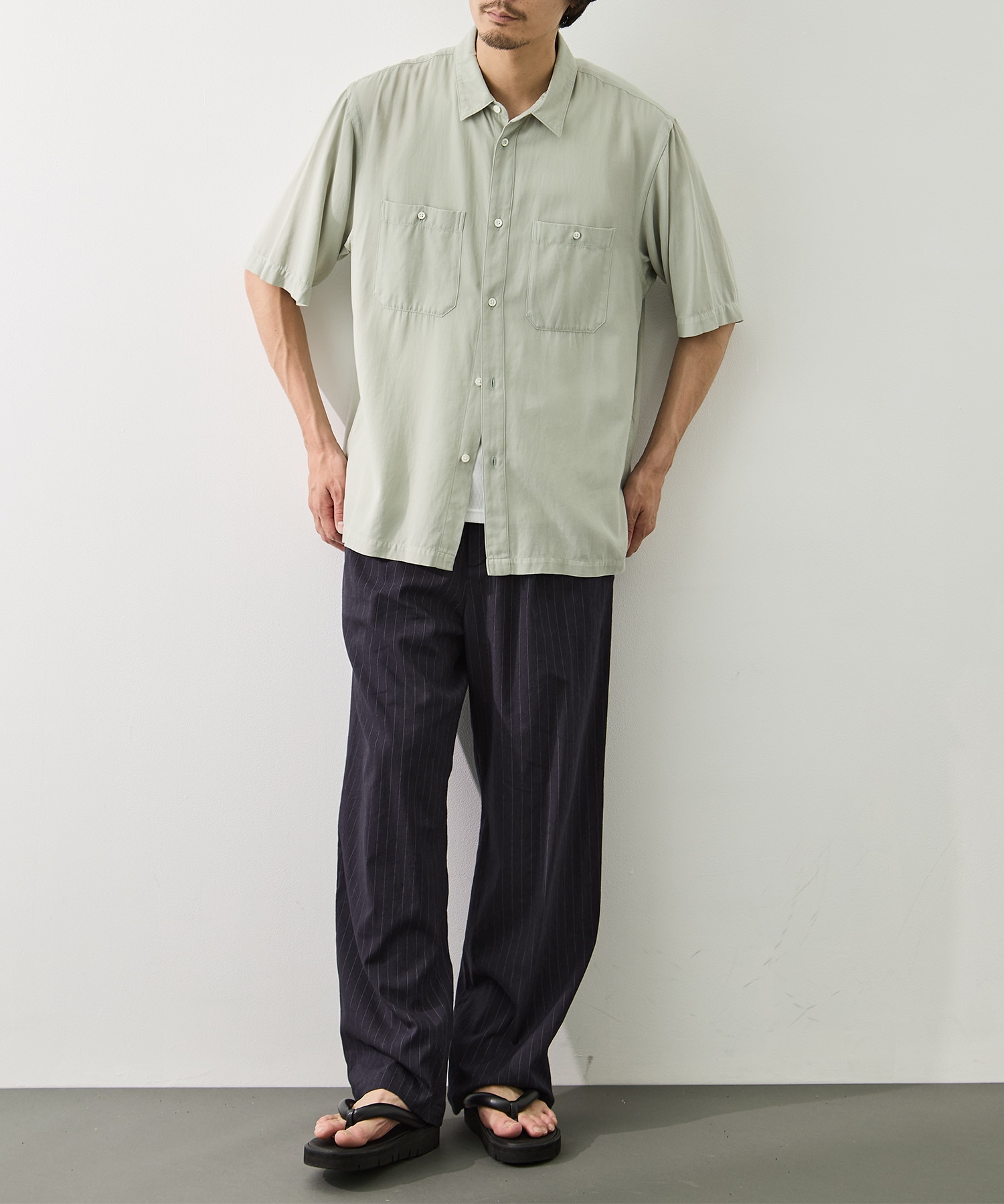 COTTON SILK VIERA LOOSE FIT HALF SLEEVE SHIRT ATON