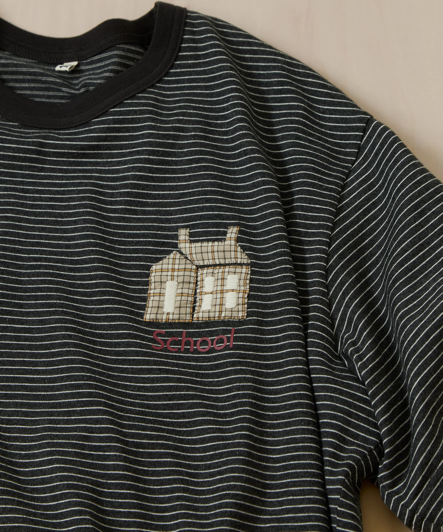 Hand-Embroidered Stripe T-Shirt KHOKI