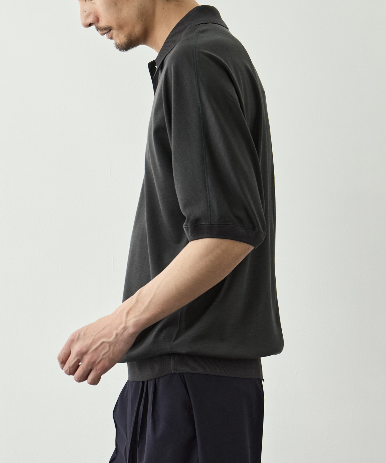 Knit Reduced Collar Half Sleeve Polo GOOD PEOPLE GOOD STITCHING GOOD PRODUCT
