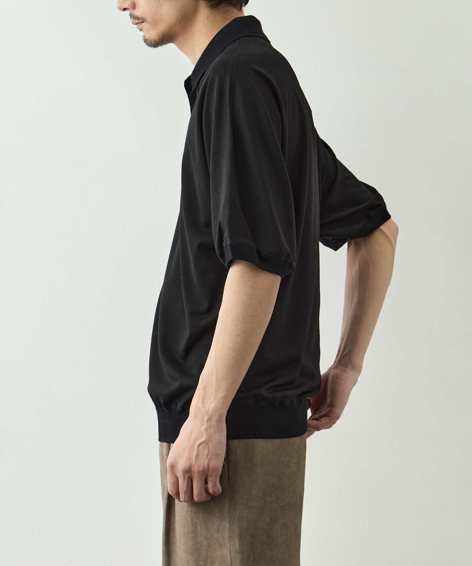 Knit Reduced Collar Half Sleeve Polo GOOD PEOPLE GOOD STITCHING GOOD PRODUCT