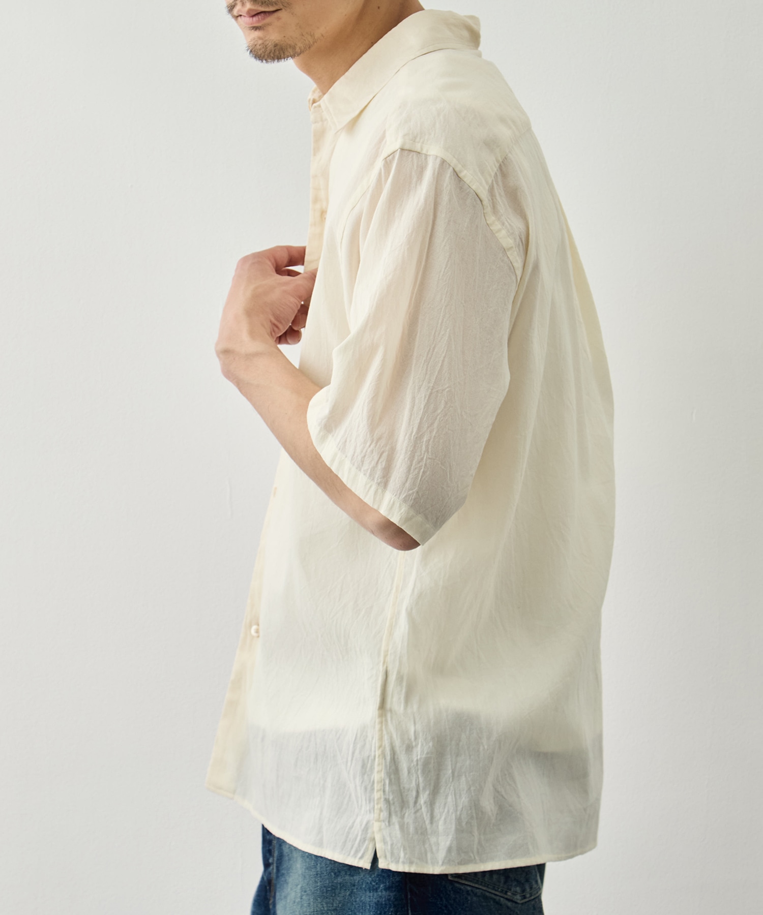 Silk-Co Voile Half-Sleeve Shirt blurhms