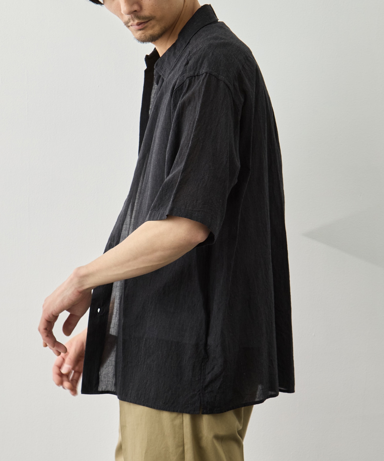 Silk-Co Voile Half-Sleeve Shirt blurhms