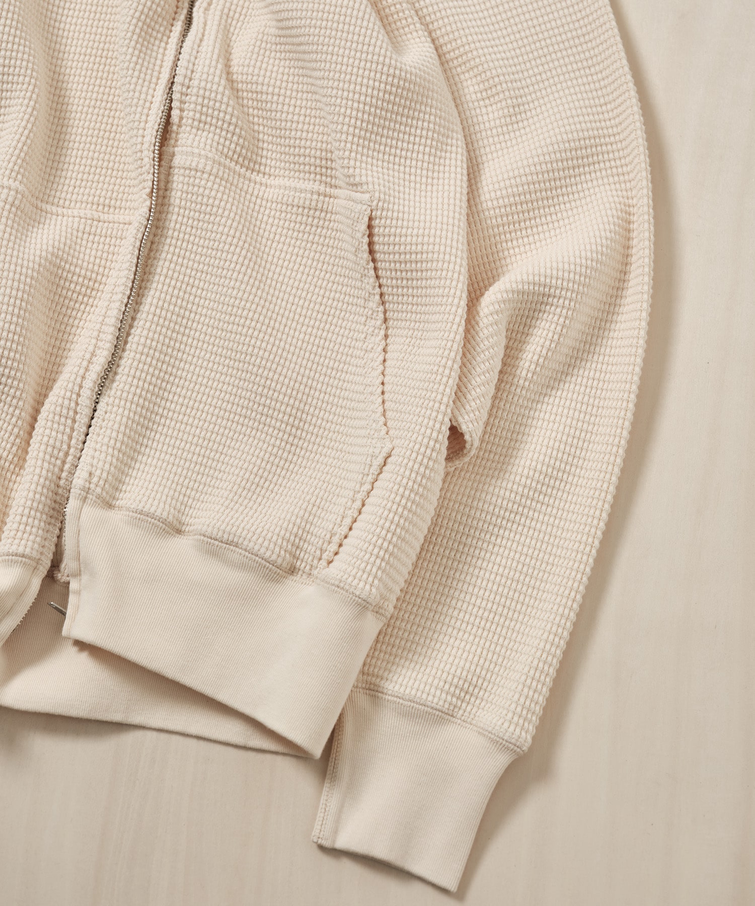 WAFFLE SWEAT HOODED ZIP MASSES