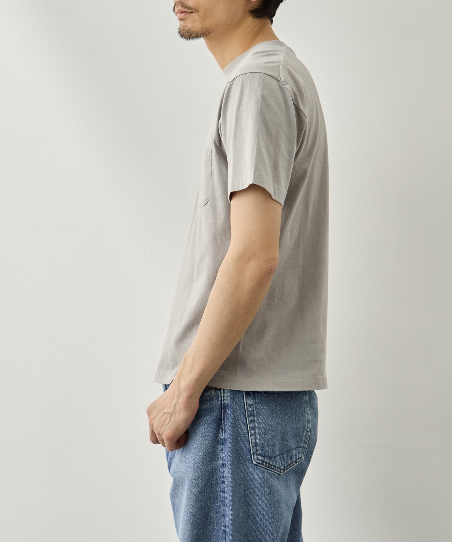 度詰めTシャツ　ポケット付き YAECA