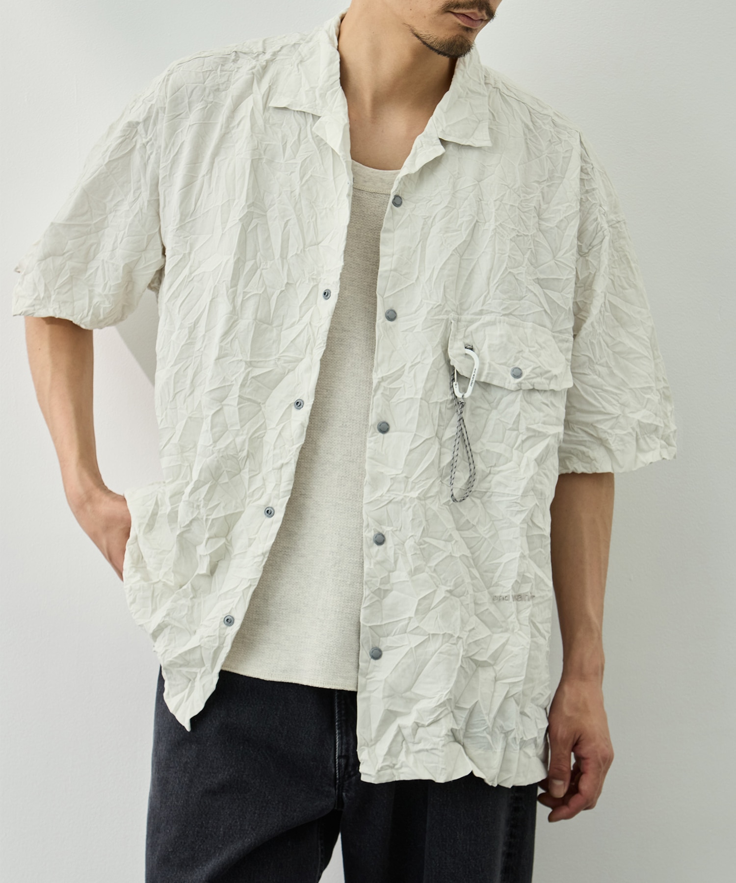 washer pleated open SS shirt and wander