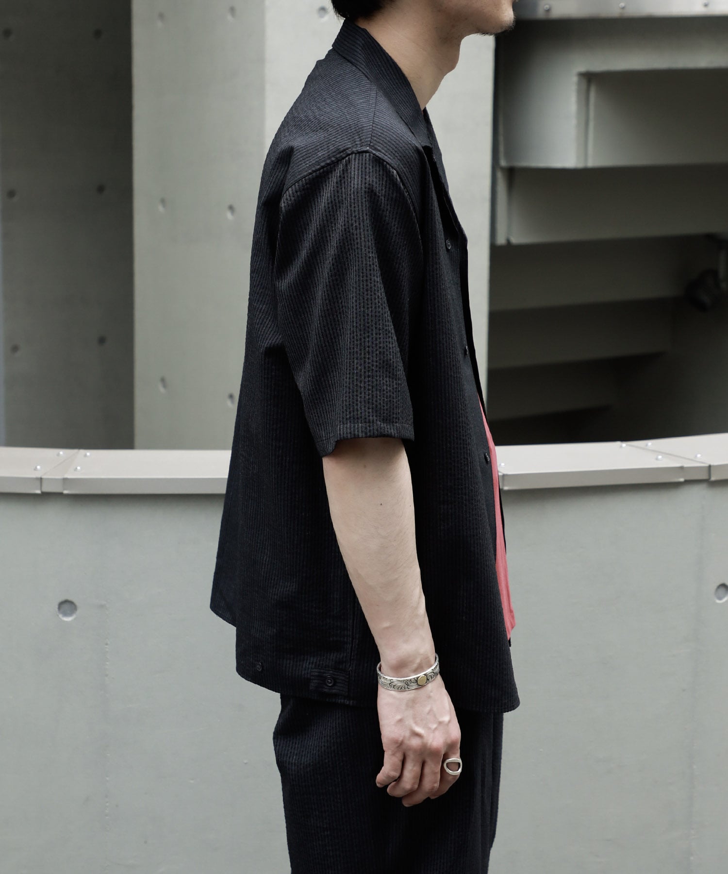 別注OPEN COLLAR S/S SHIRT WITH HEM TAB marka
