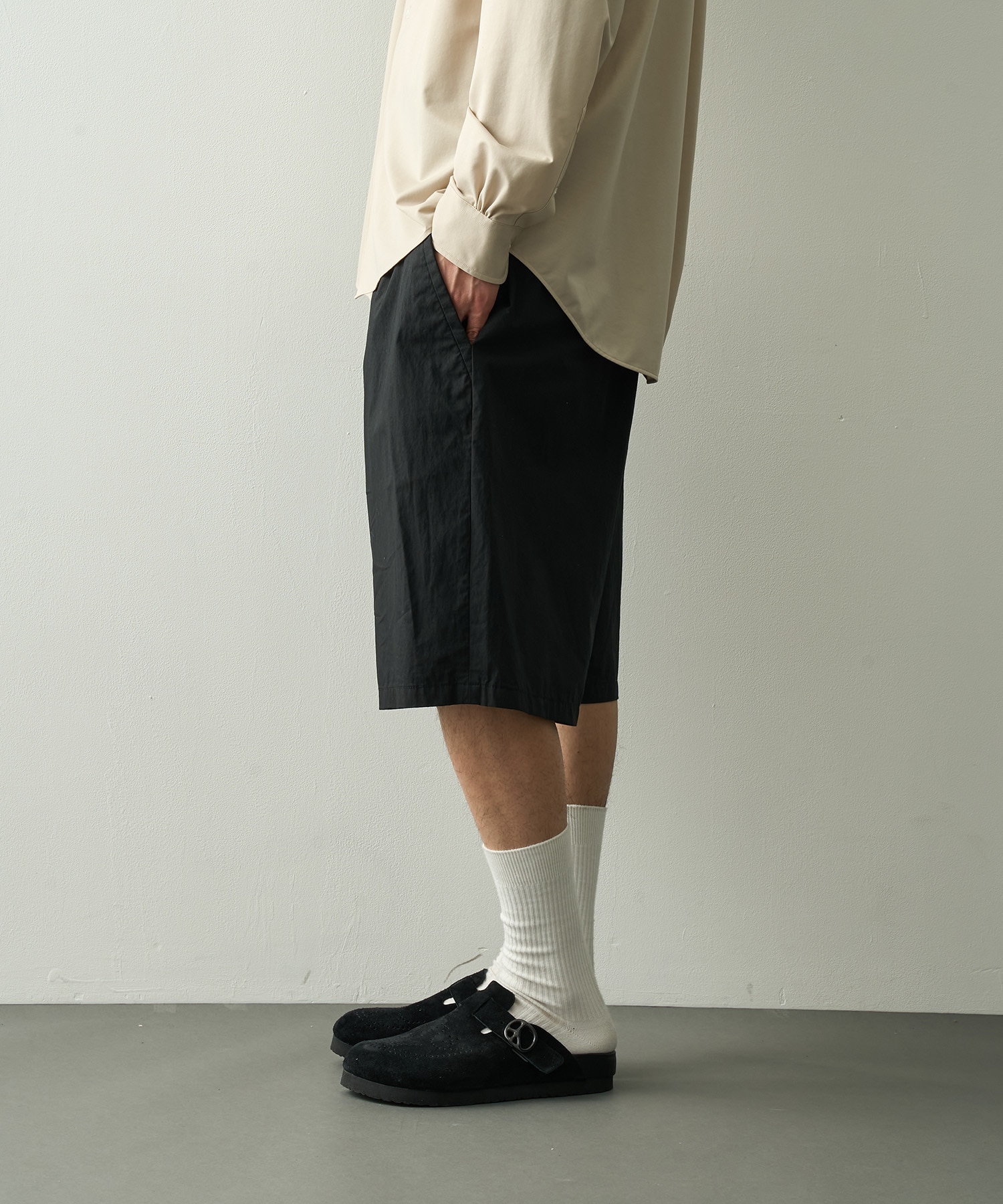 PC-035-3943-0010/BLACK/POPLIN EASY SHORTS PORTER CLASSIC