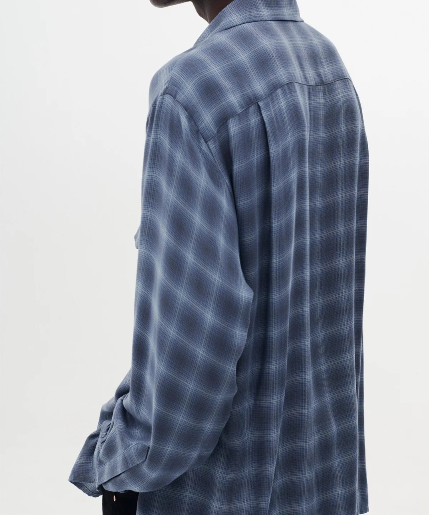 Modal Plaid Open Collar Shirt YOKE