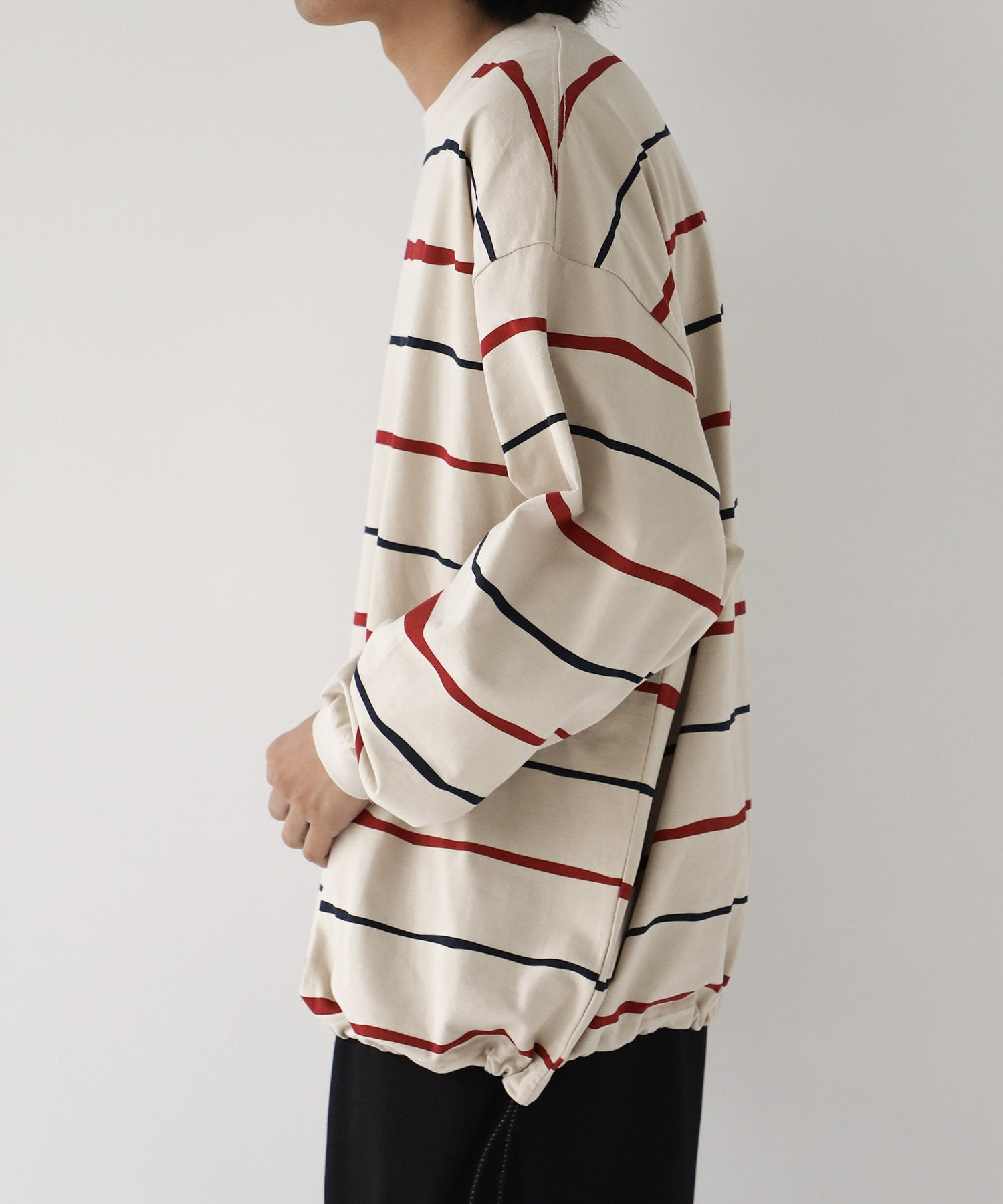 SUPER BIG STRIPE LS TEE (W/DRAWSTRINGS) S.F.C