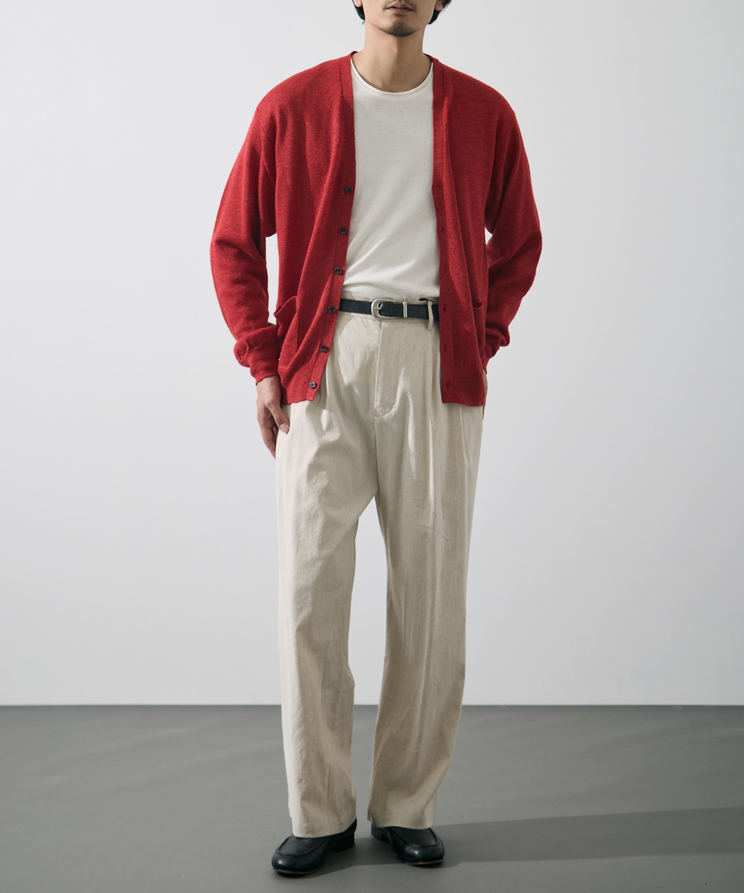 別注 RAMIE WOOL V NECK CARDIGAN BATONER