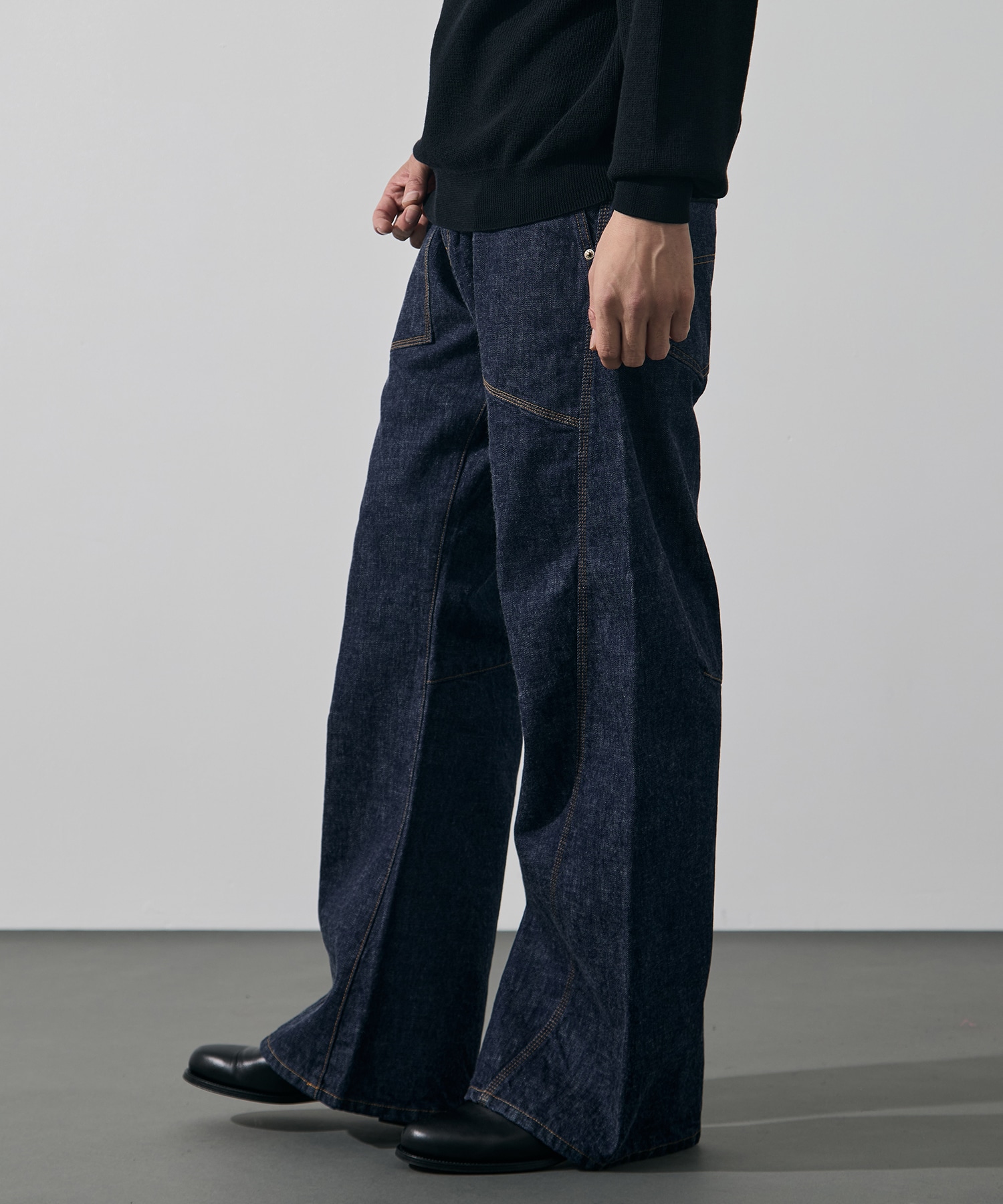 3D cutting denim pants KHOKI