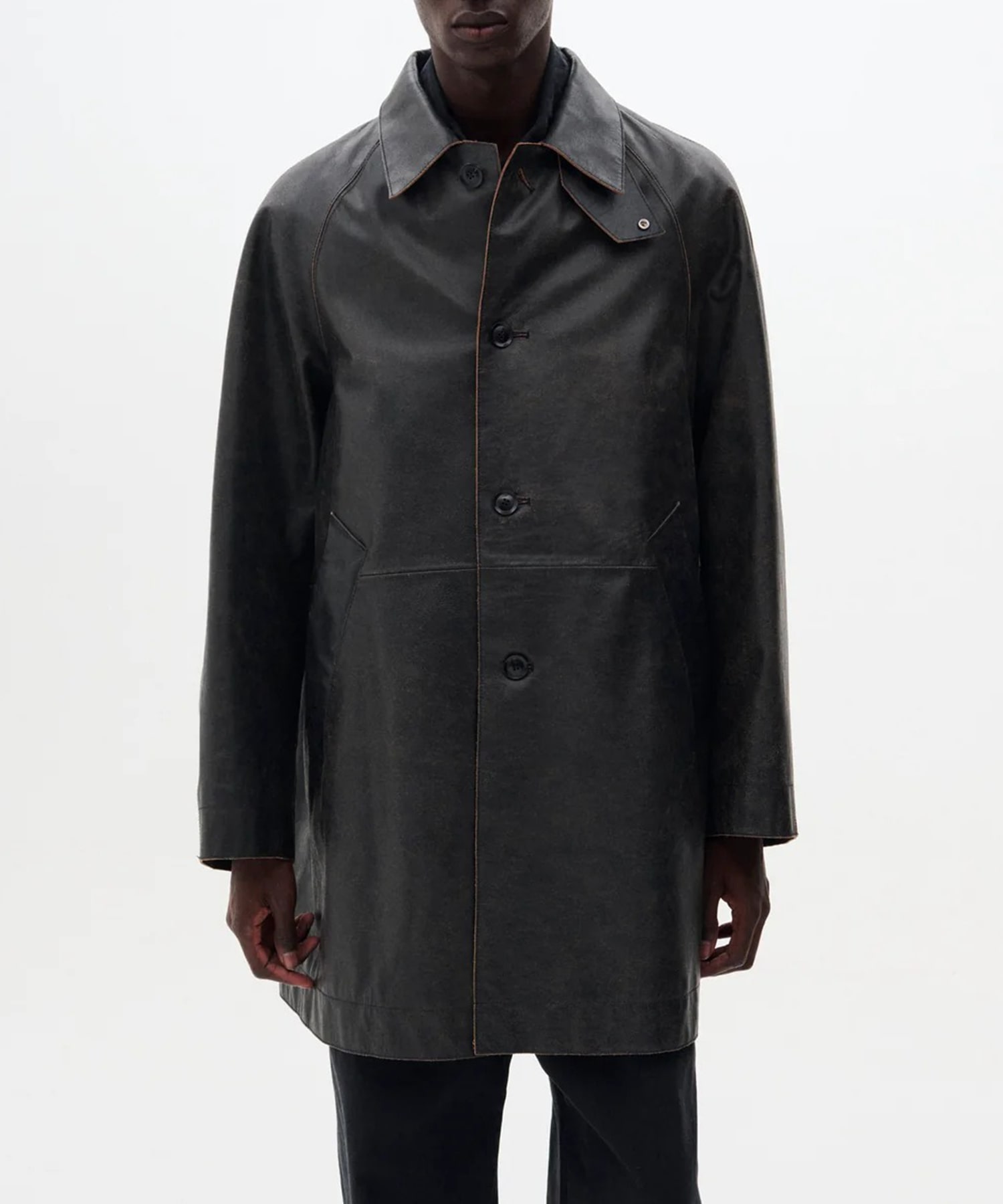 Cracked Leather Cut-off Half Coat YOKE