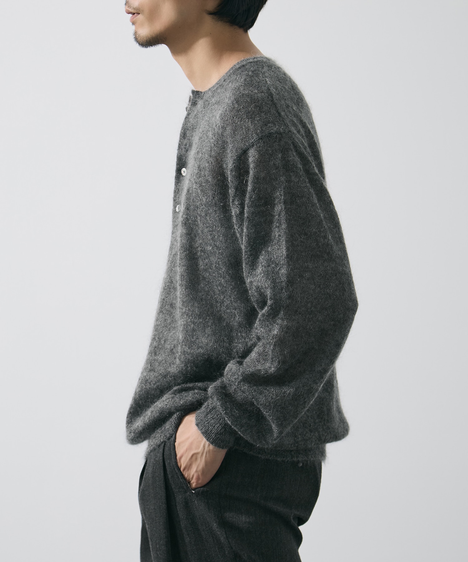 SUPER KID MOHAIR HENRY NECK KNIT YLEVE