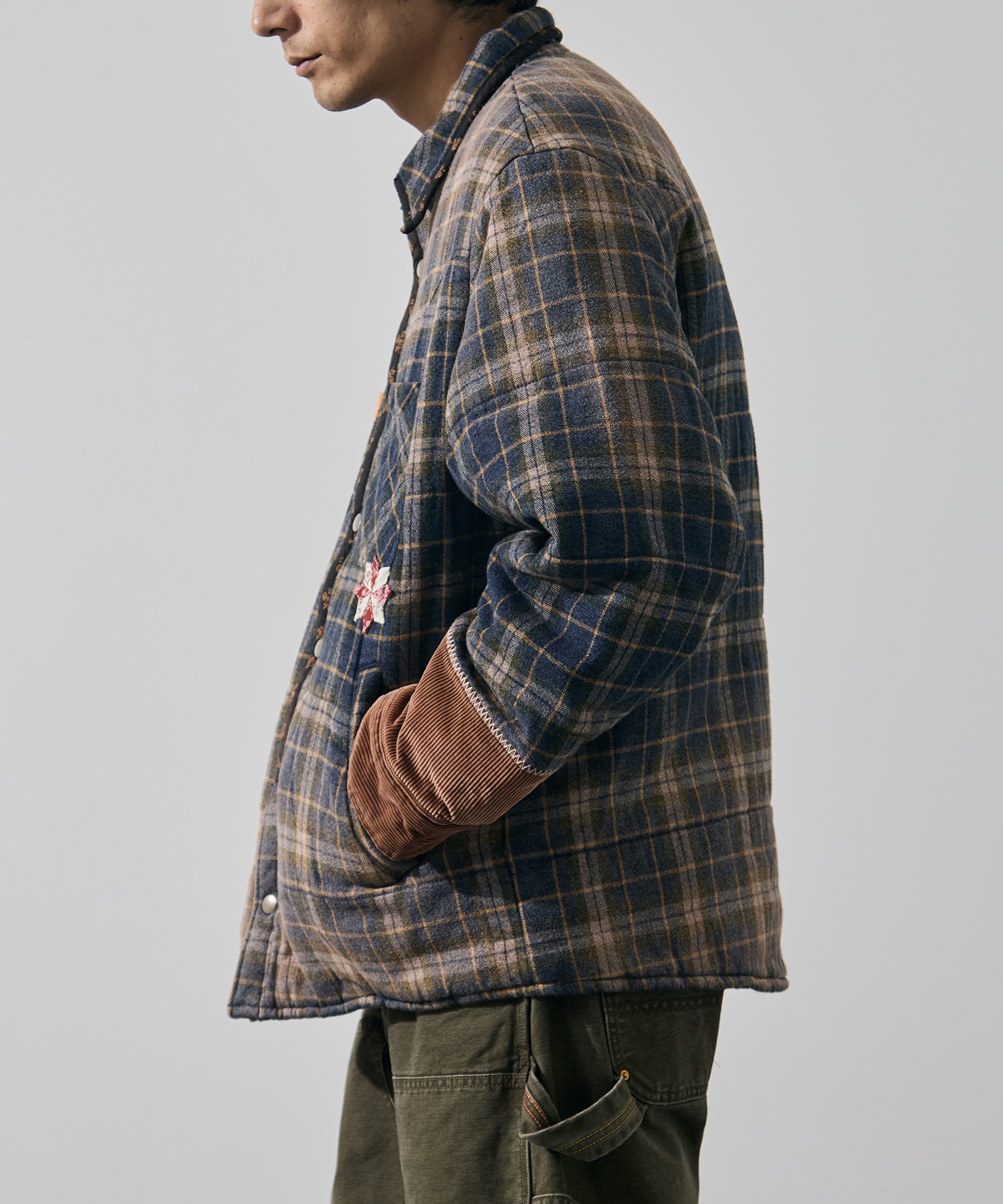 Vintage-effect checked puffer jacket KHOKI